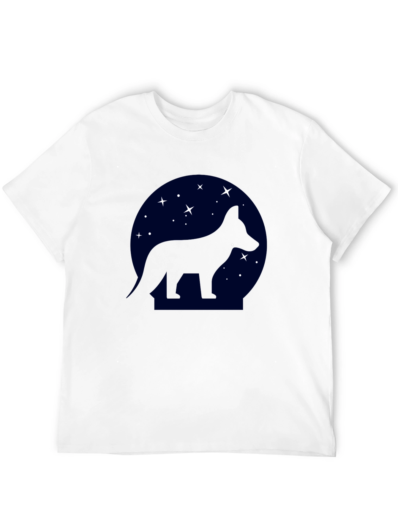 Starry Night Dog Silhouette Black T-Shirt