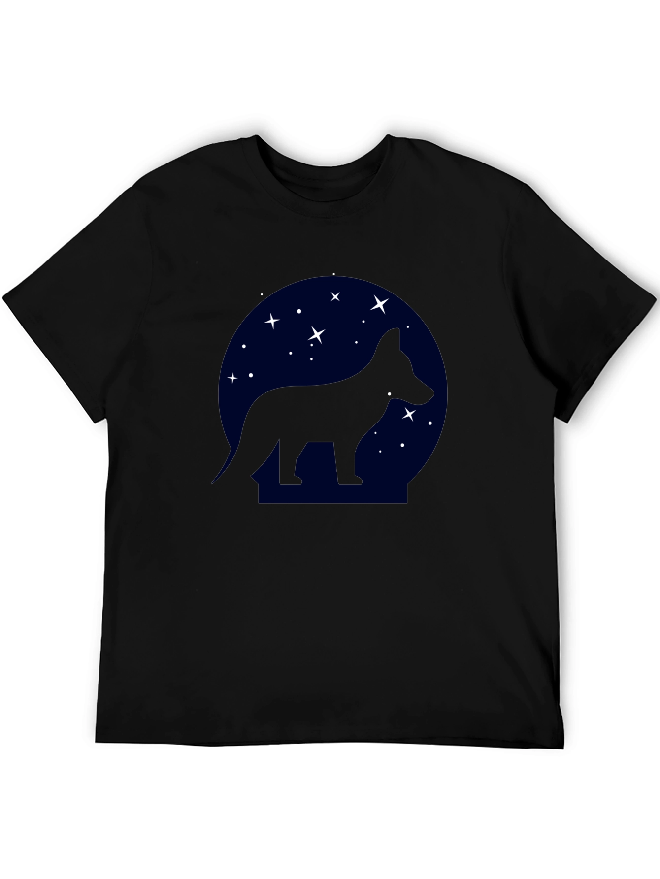 Starry Night Dog Silhouette Black T-Shirt