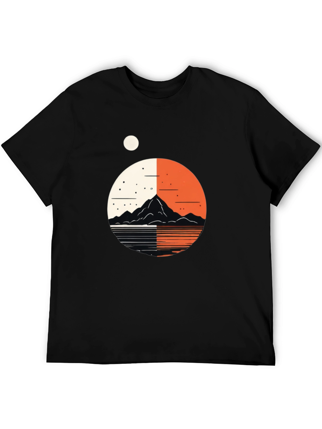 Geometric Mountain Graphic Black Tee
