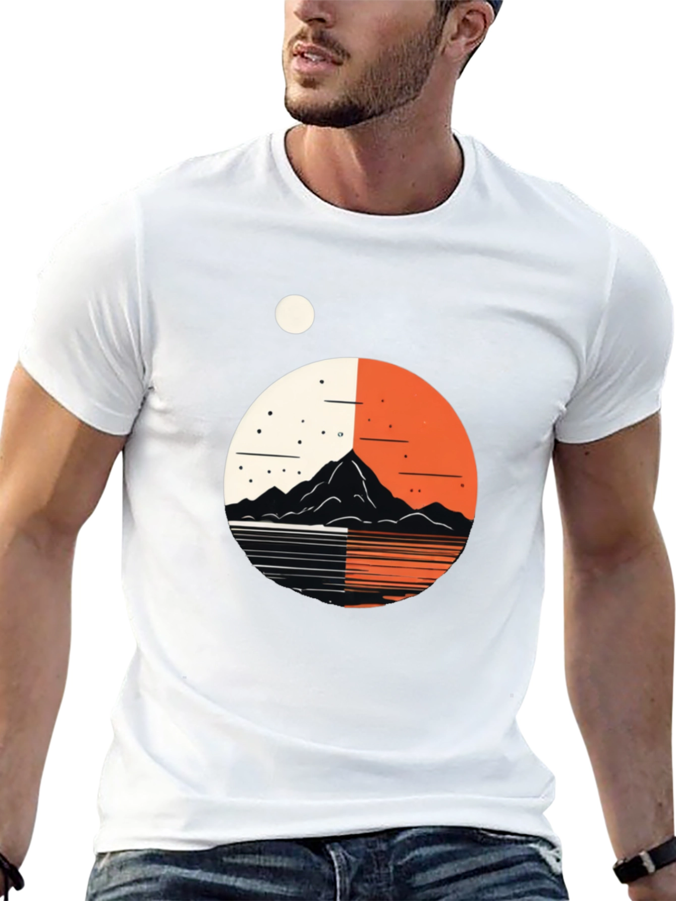 Geometric Mountain Graphic Black Tee