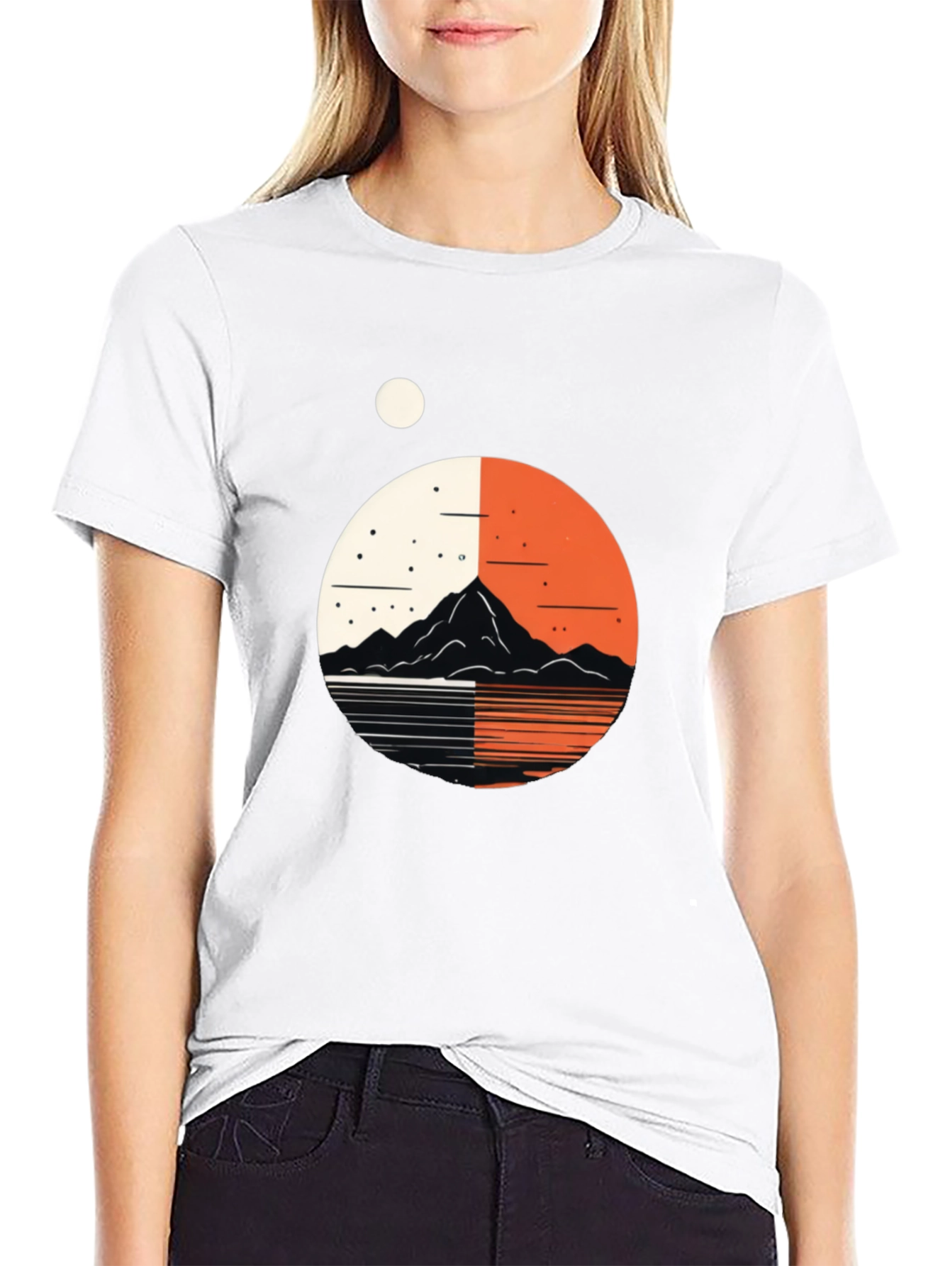 Geometric Mountain Graphic Black Tee