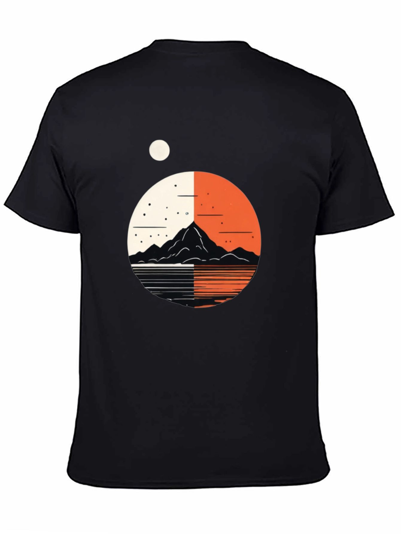 Geometric Mountain Graphic Black Tee