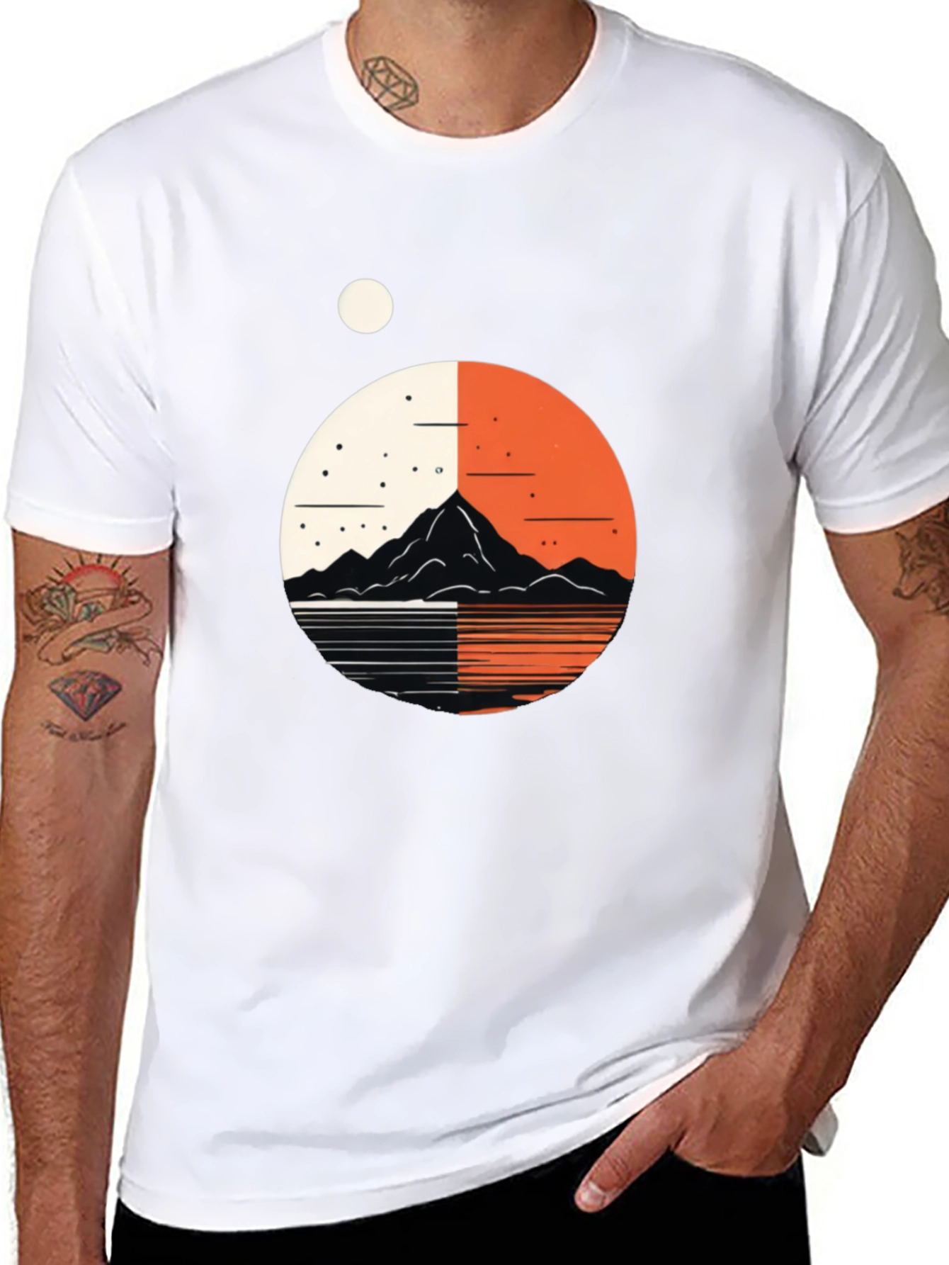Geometric Mountain Graphic Black Tee