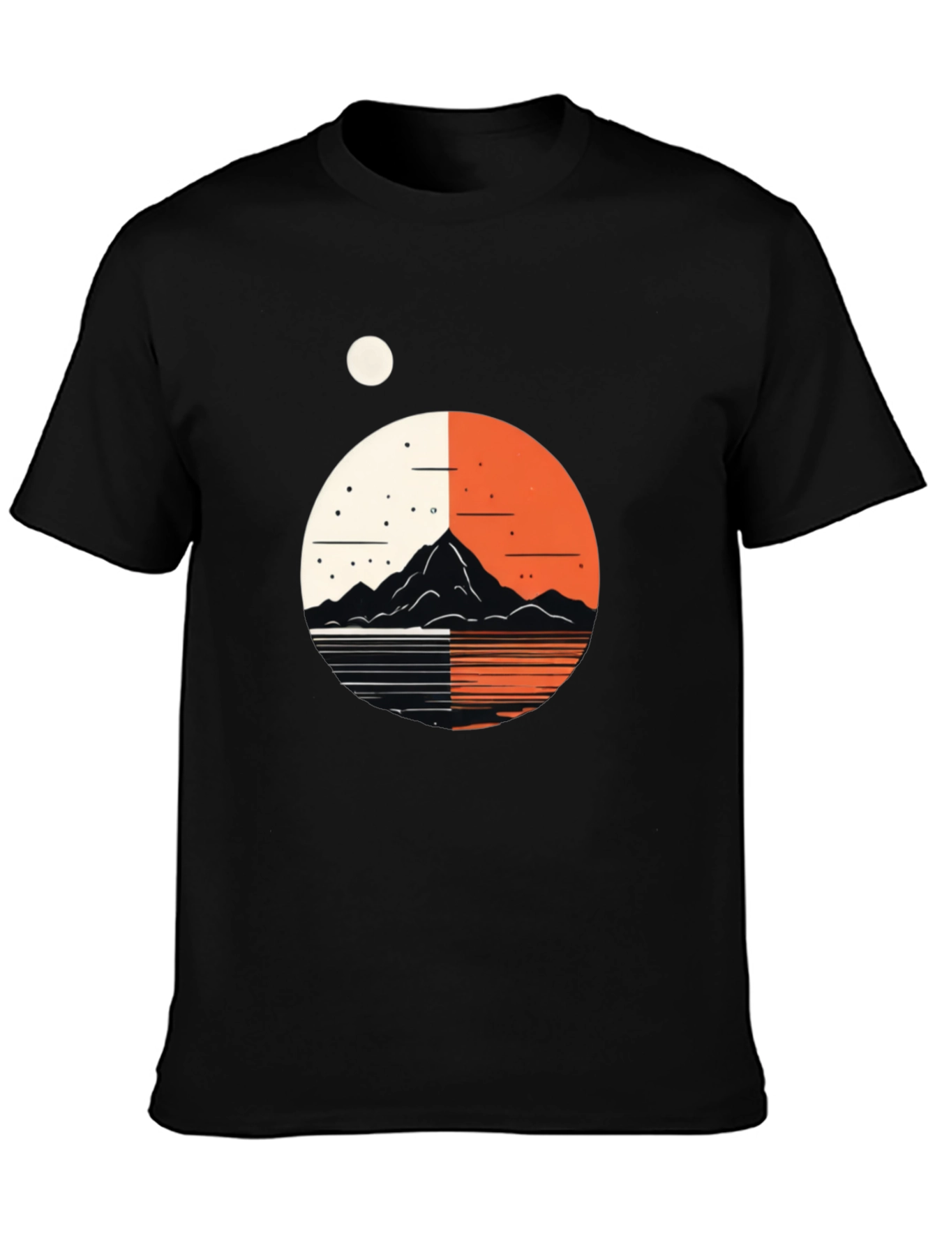 Geometric Mountain Graphic Black Tee