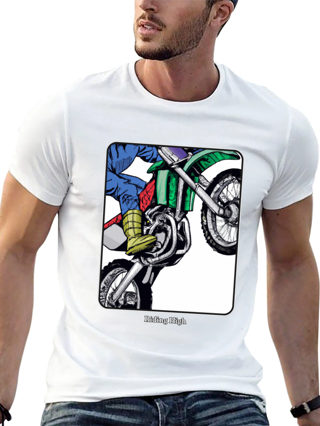 Riding High Motorcycle Graphic Tee - Black