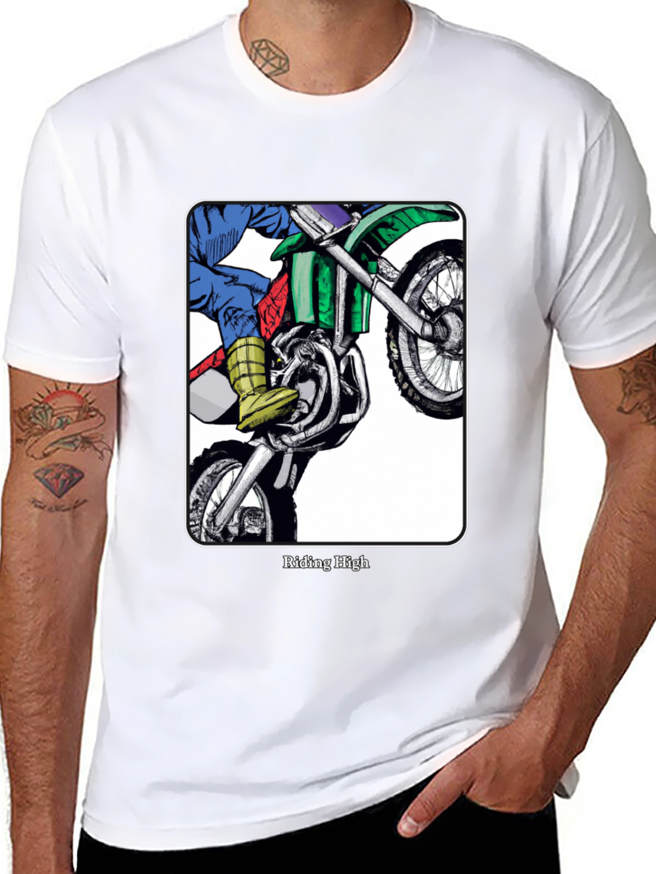 Riding High Motorcycle Graphic Tee - Black