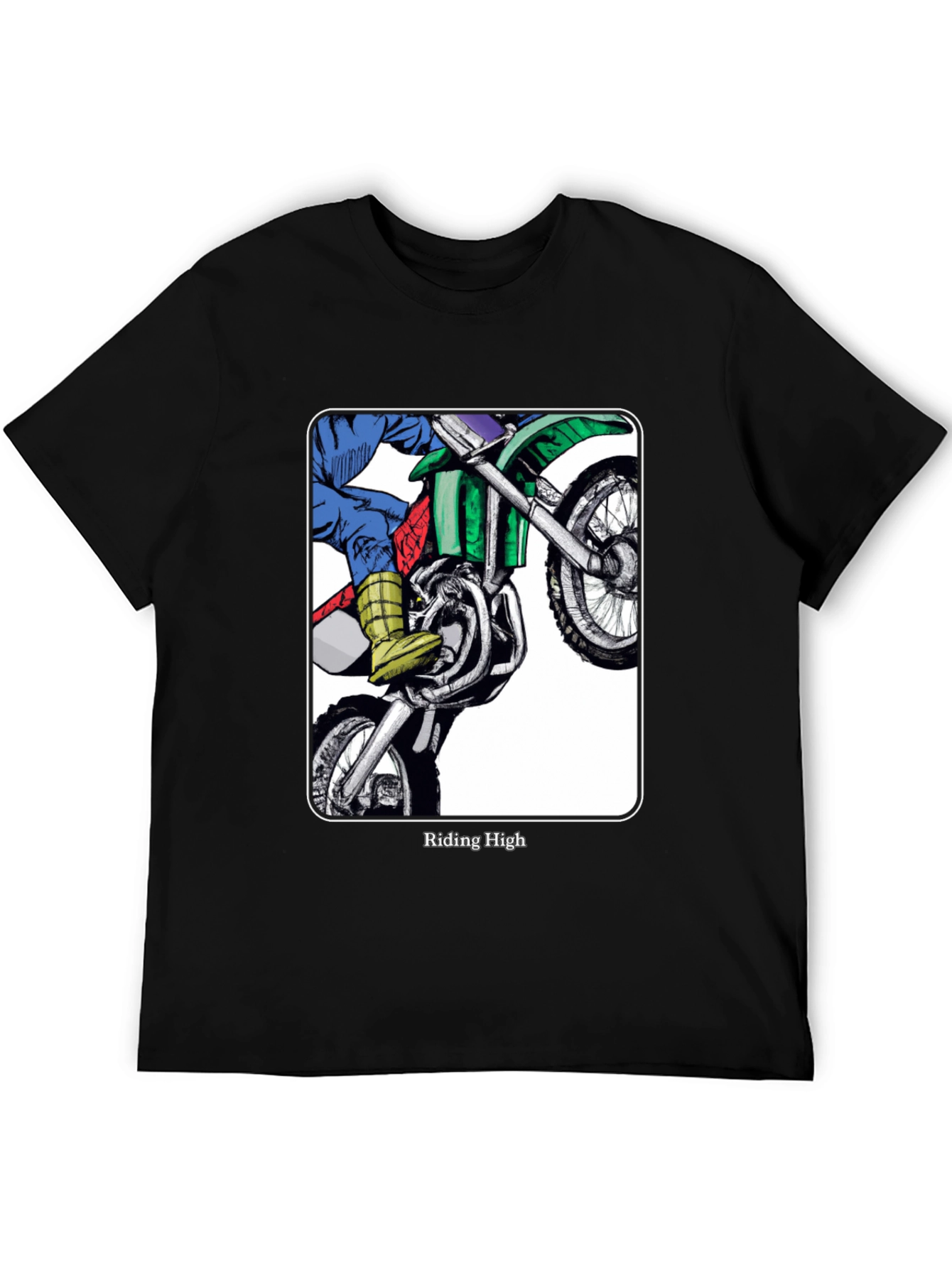 Riding High Motorcycle Graphic Tee - Black
