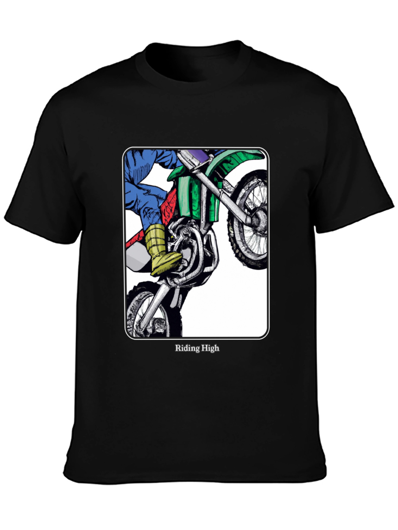 Riding High Motorcycle Graphic Tee - Black