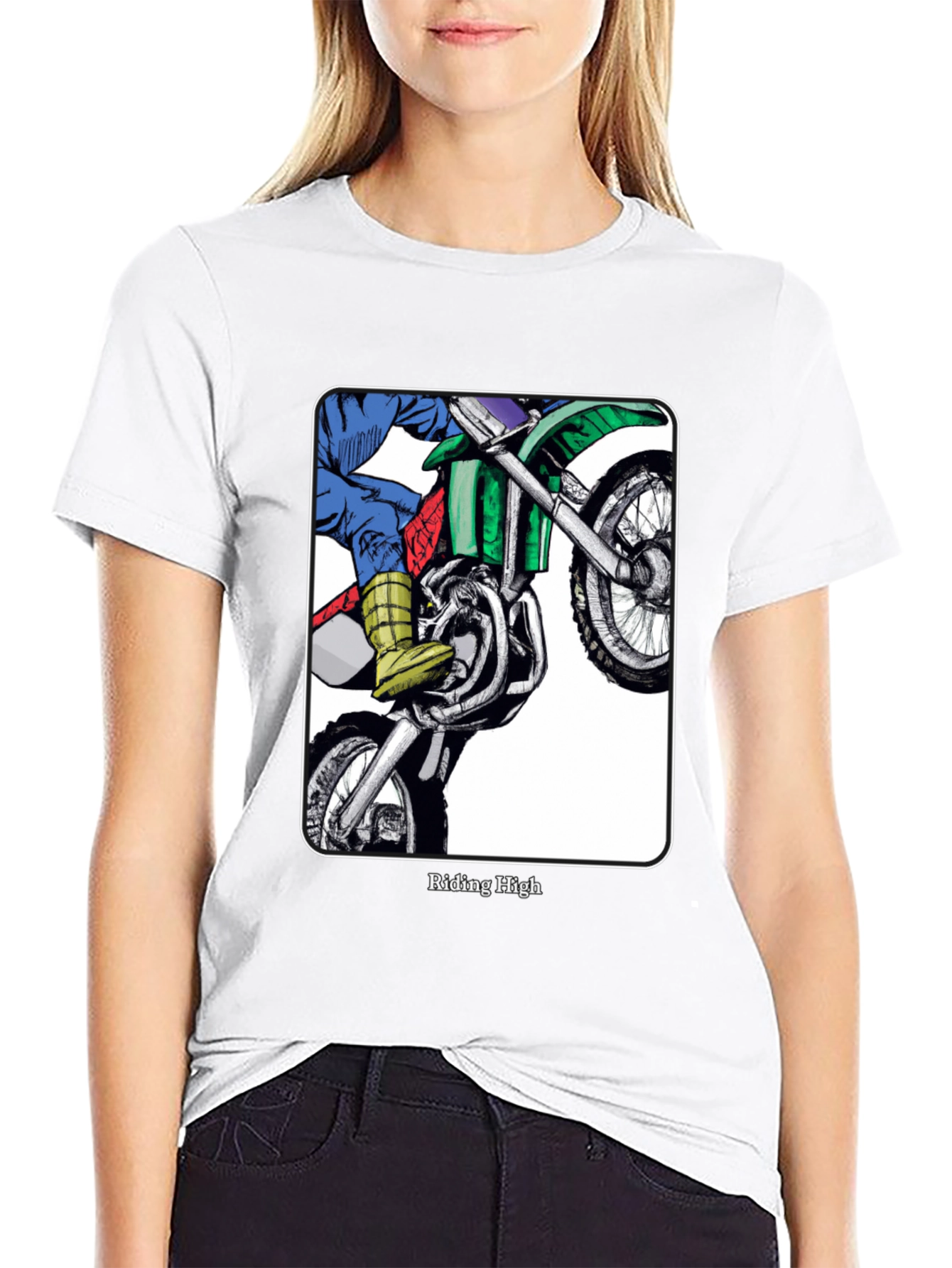 Riding High Motorcycle Graphic Tee - Black