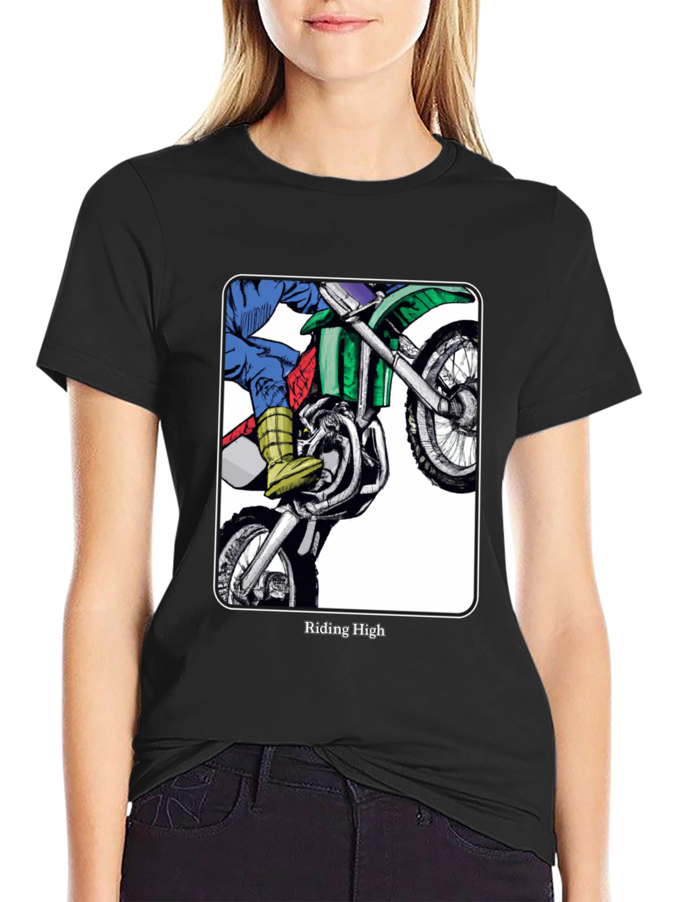 Riding High Motorcycle Graphic Tee - Black
