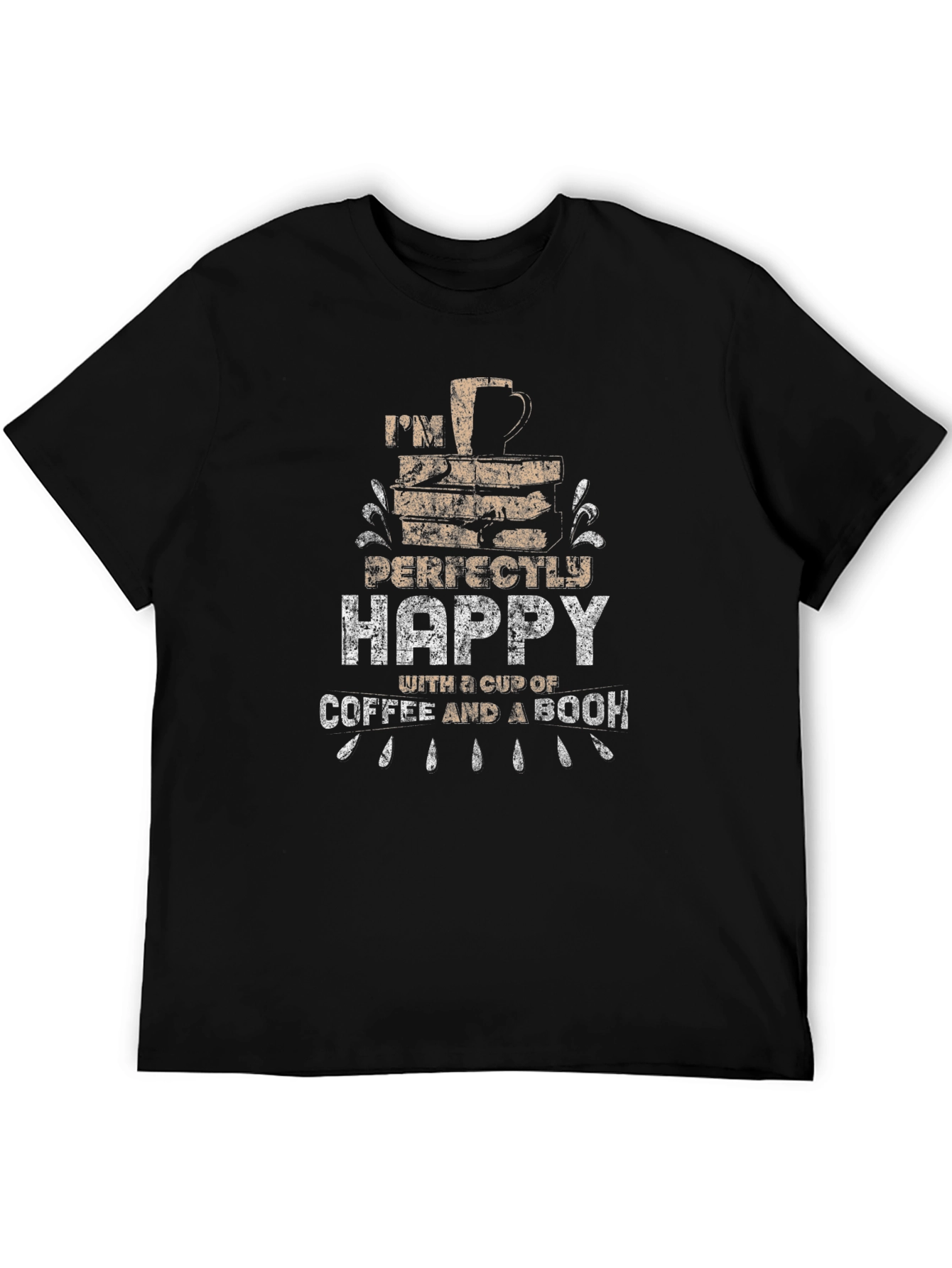 Happy Coffee & Book Graphic T-Shirt