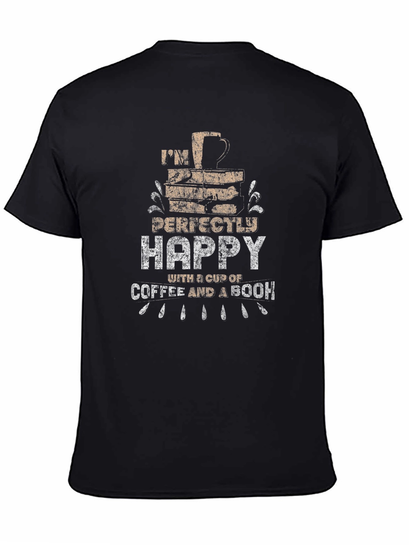 Happy Coffee & Book Graphic T-Shirt