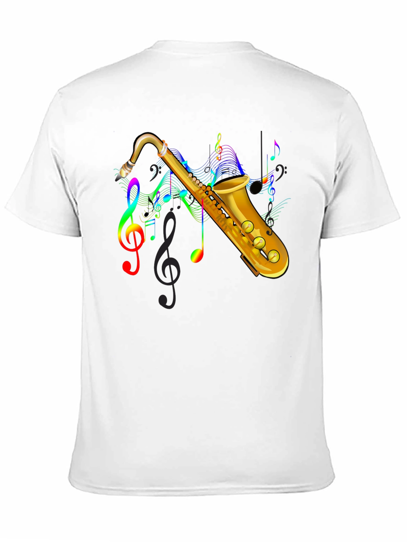 Saxophone Music Note Graphic Tee - Black