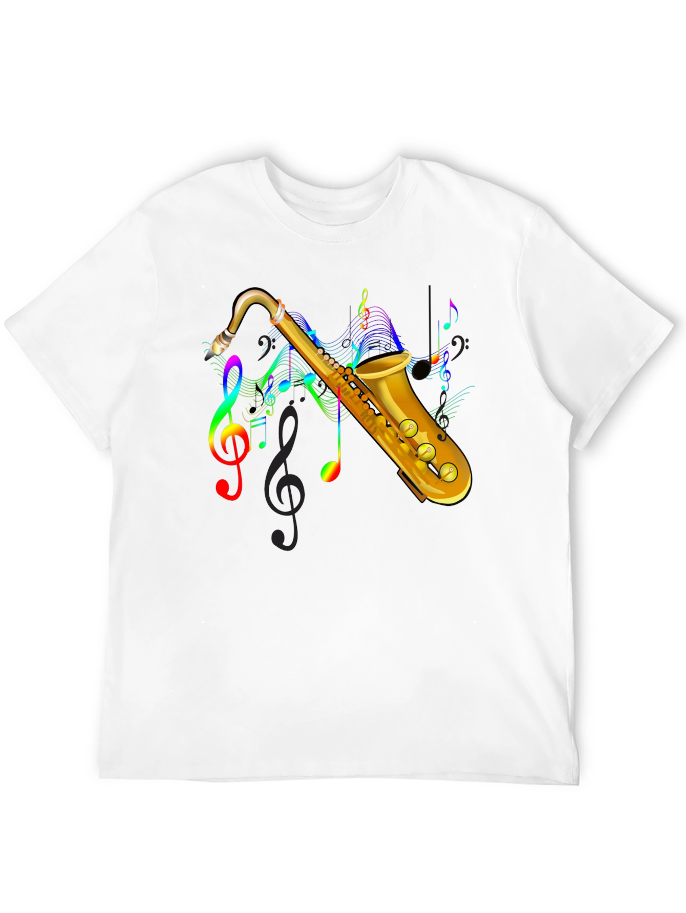 Saxophone Music Note Graphic Tee - Black