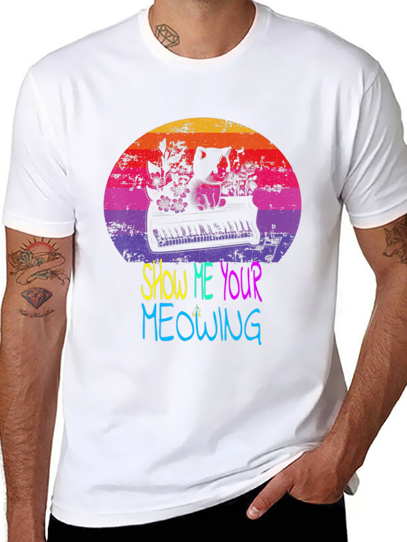 Show Me Your Meowing Cat Piano T-Shirt