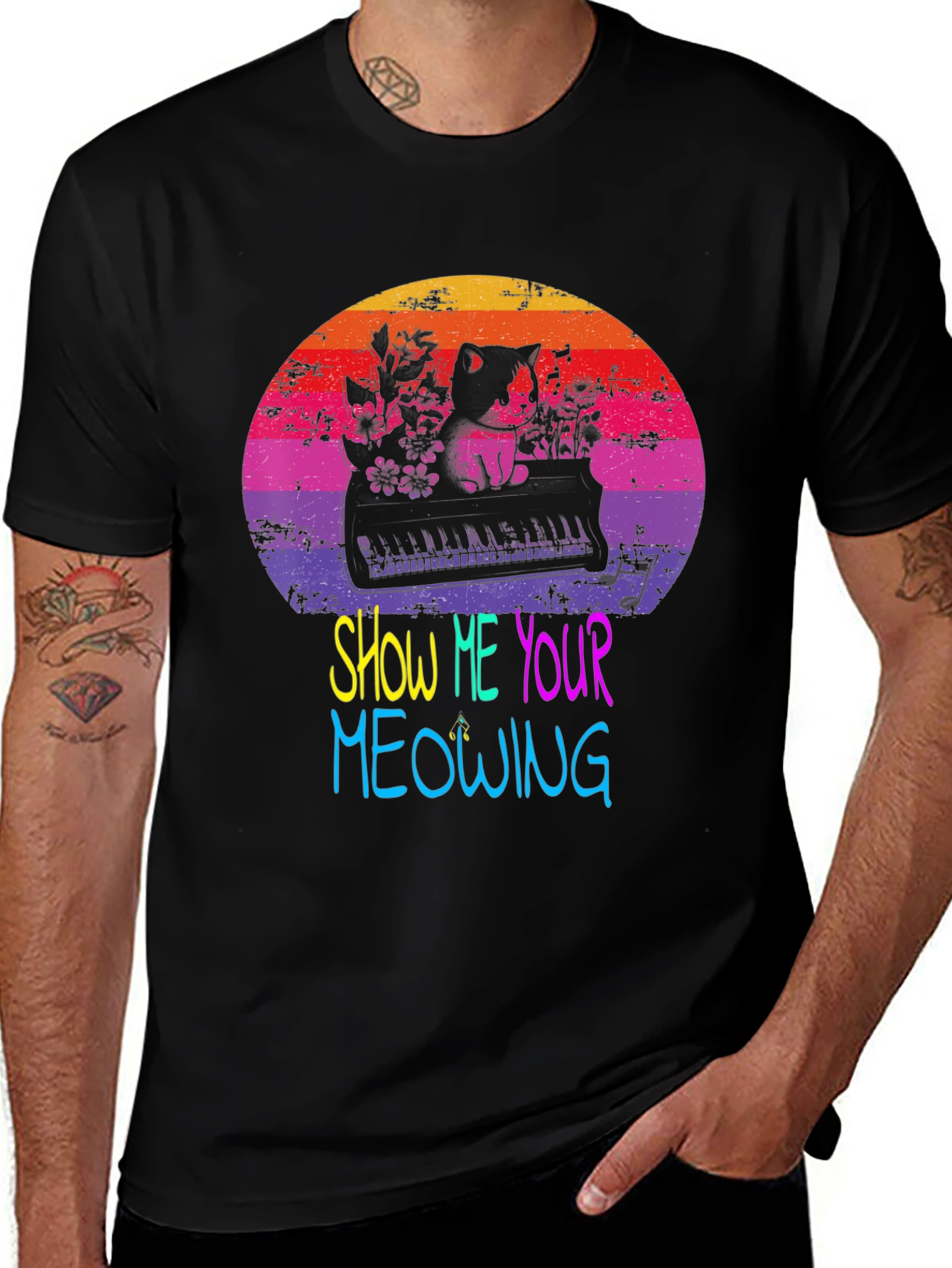 Show Me Your Meowing Cat Piano T-Shirt