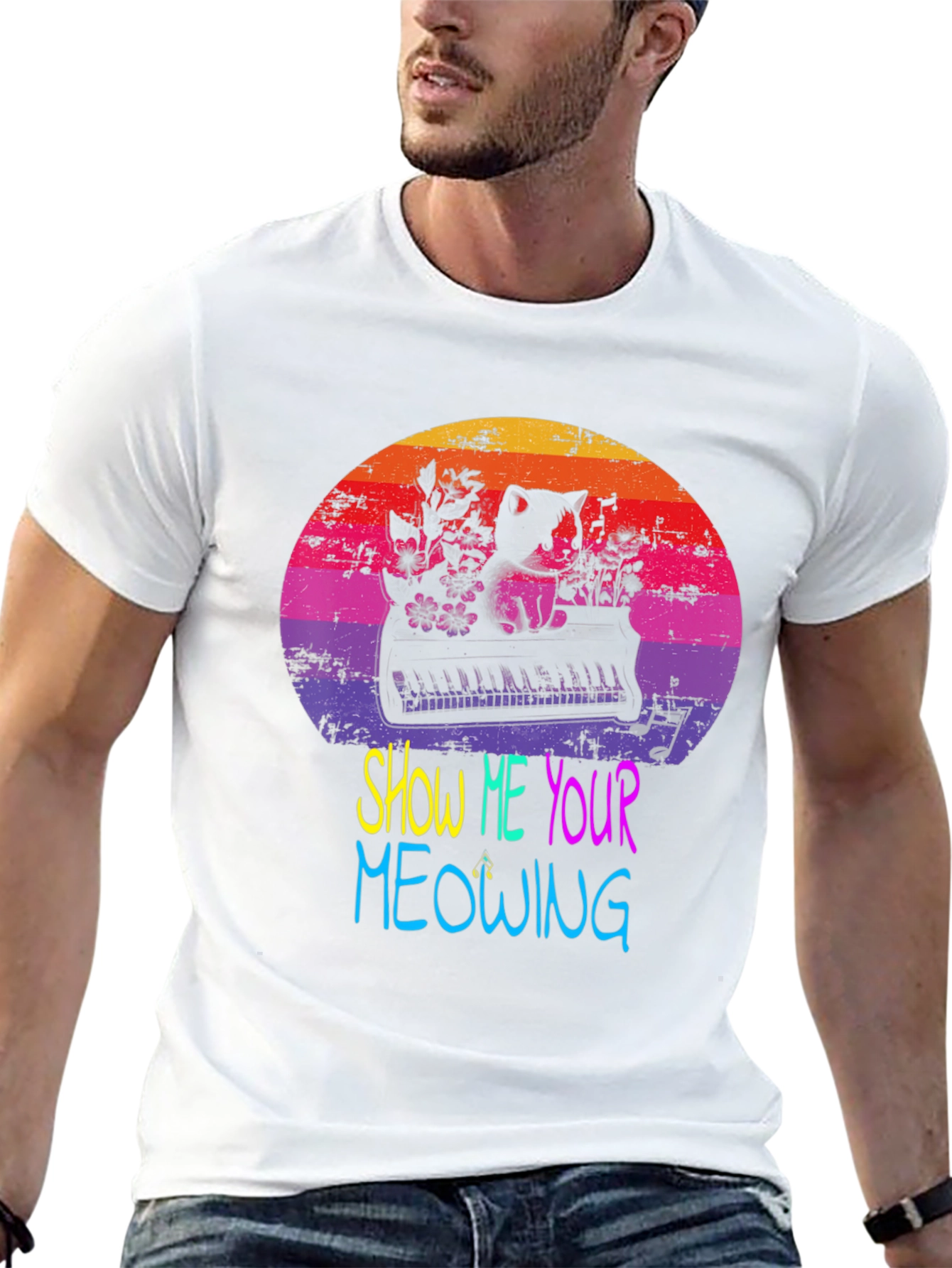Show Me Your Meowing Cat Piano T-Shirt