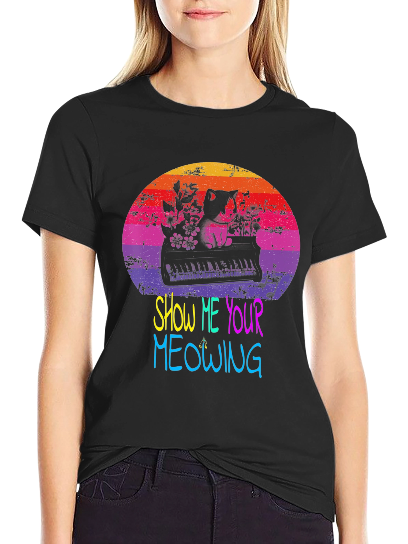 Show Me Your Meowing Cat Piano T-Shirt