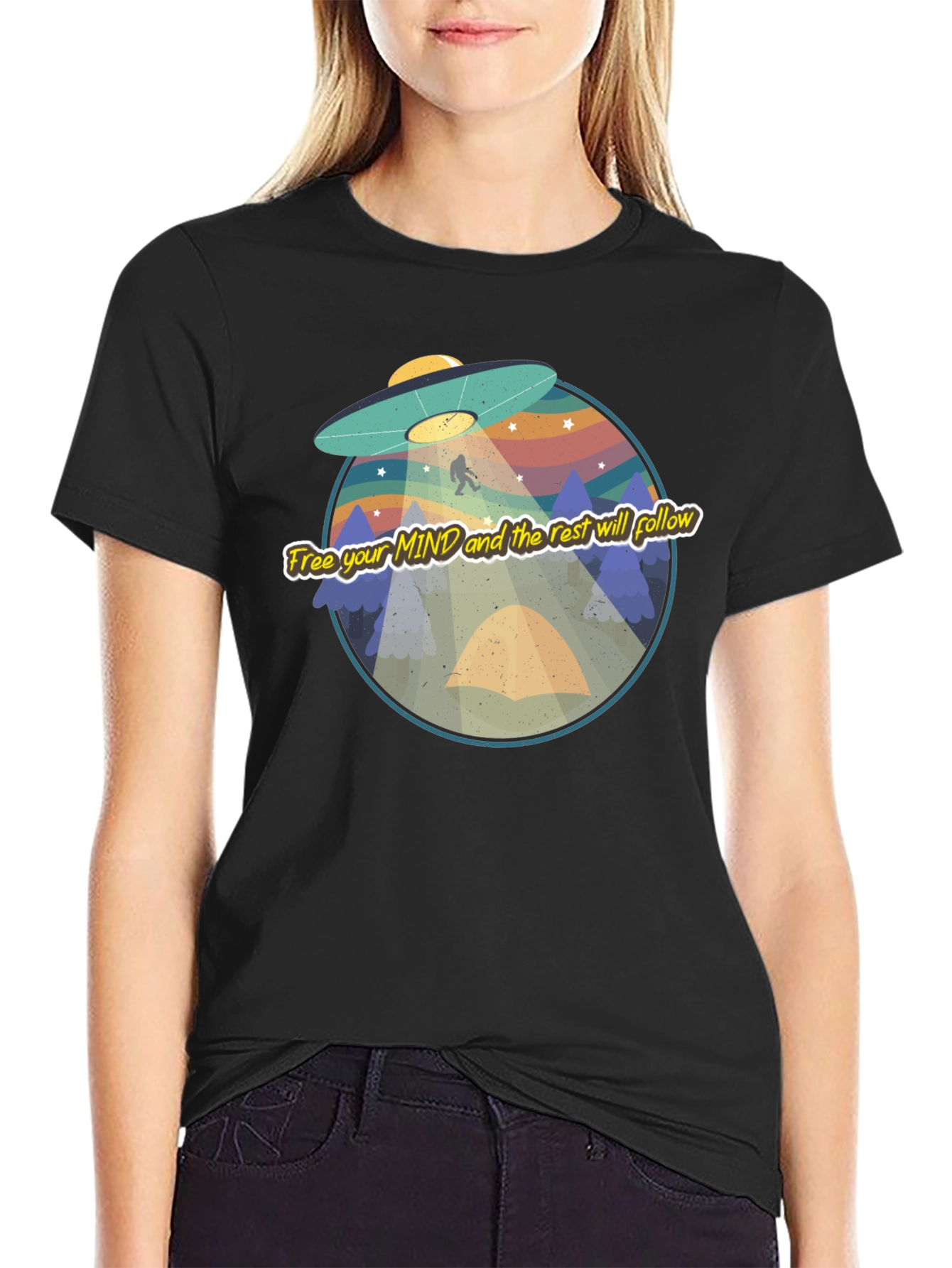 UFO Bigfoot Graphic Tee - Free Your Mind