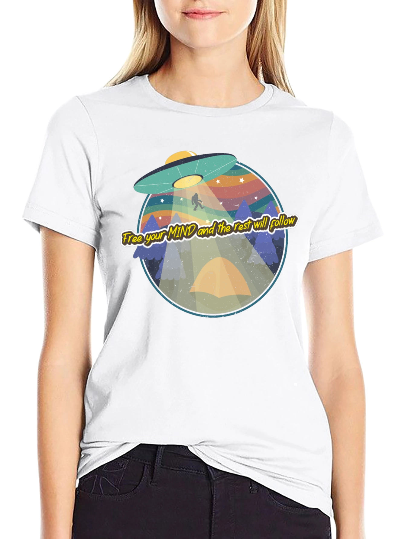 UFO Bigfoot Graphic Tee - Free Your Mind