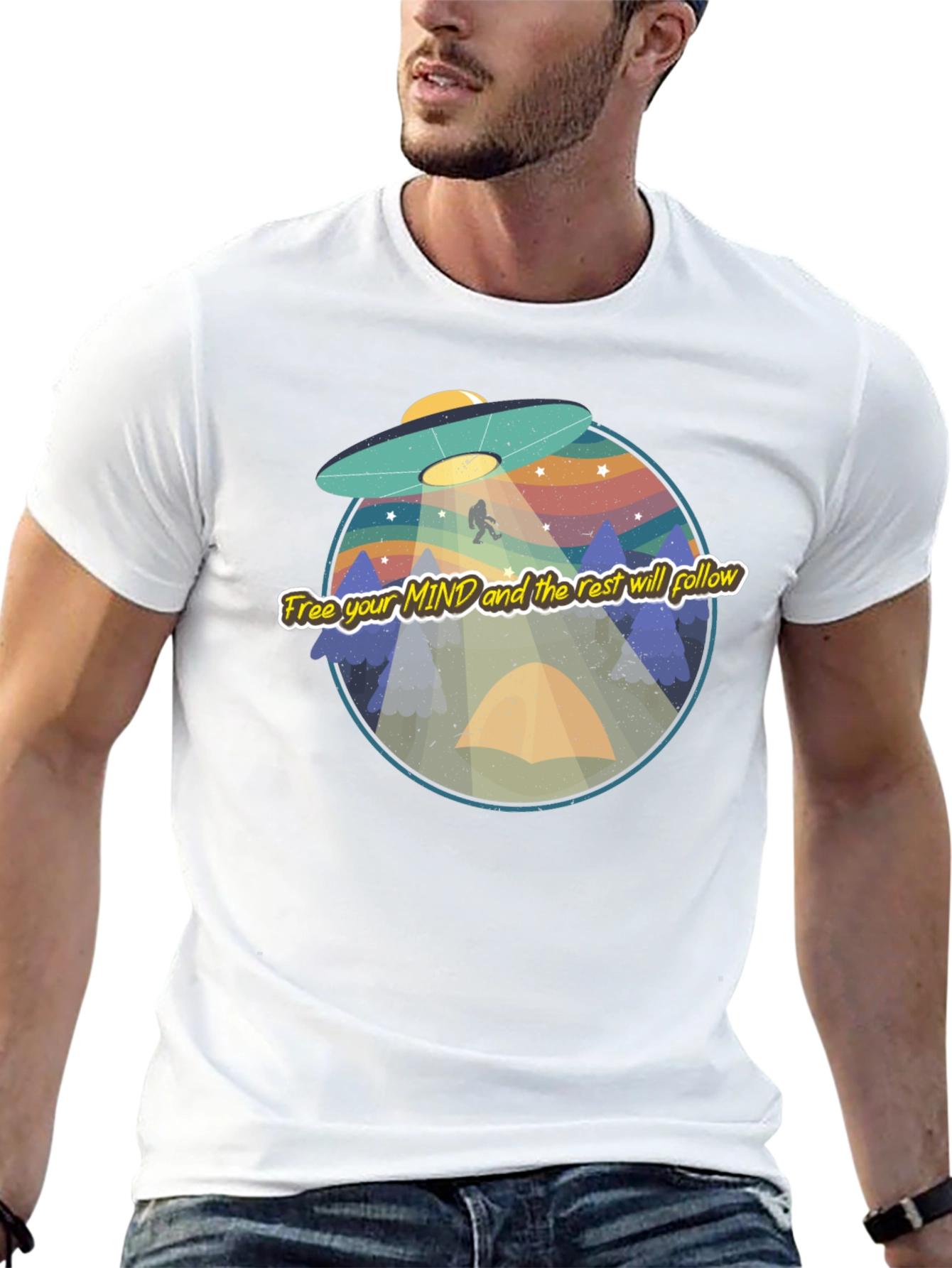 UFO Bigfoot Graphic Tee - Free Your Mind