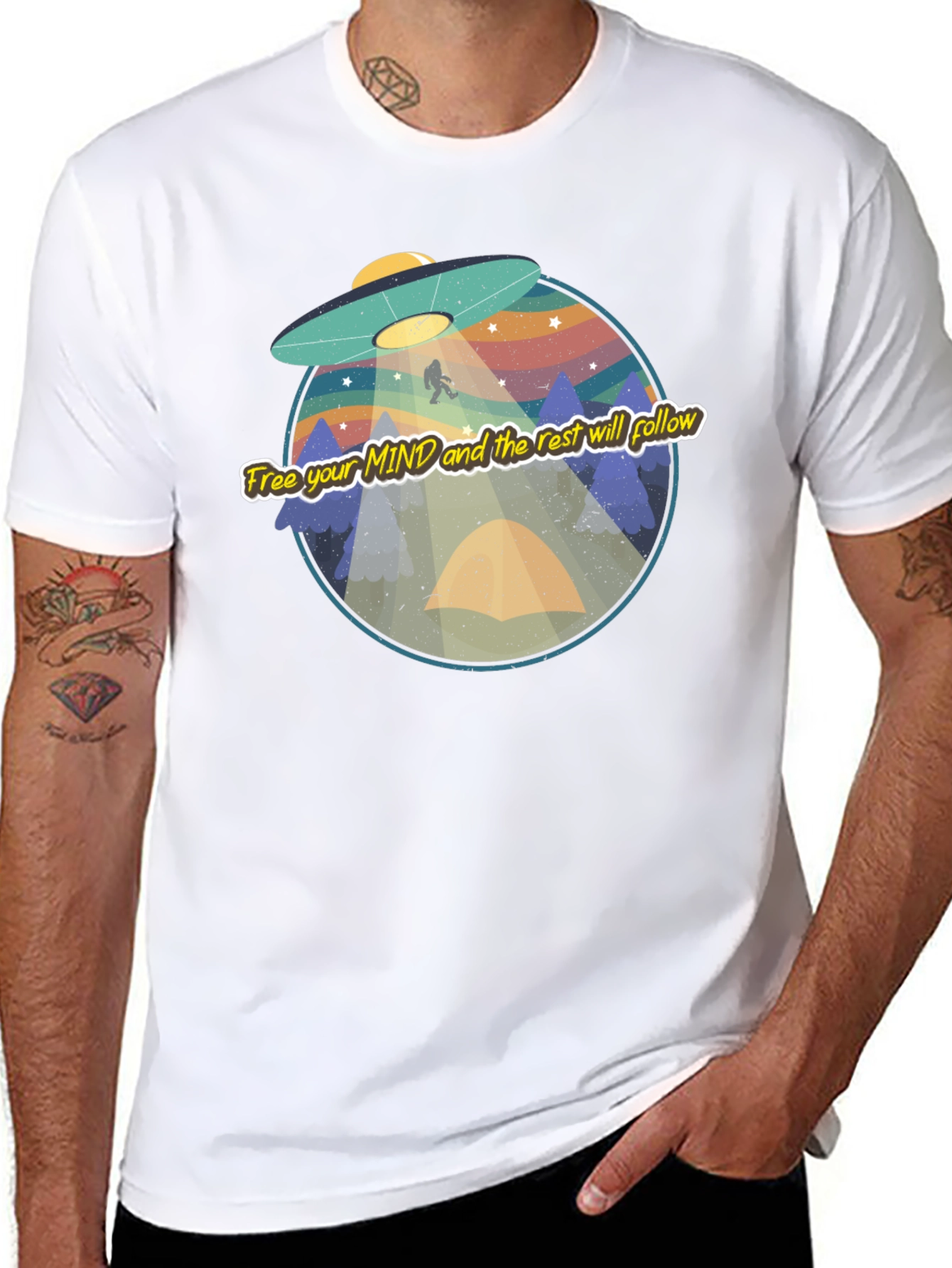 UFO Bigfoot Graphic Tee - Free Your Mind