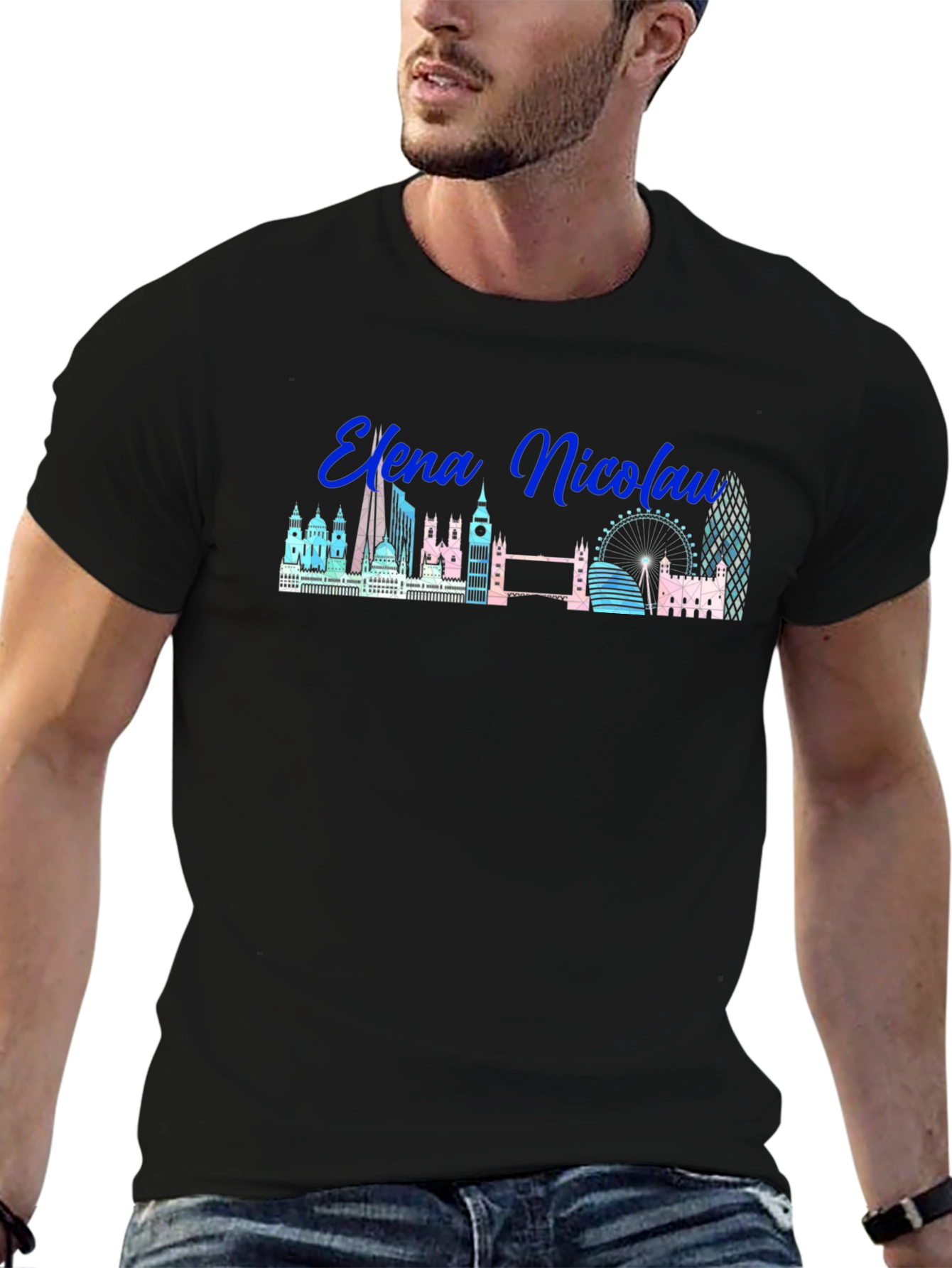 London Skyline T-Shirt Elena Nicolau Black