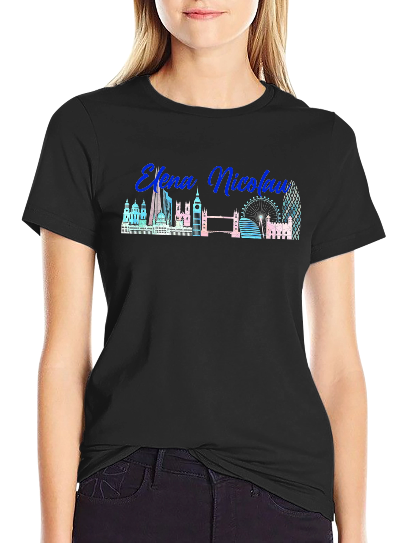 London Skyline T-Shirt Elena Nicolau Black