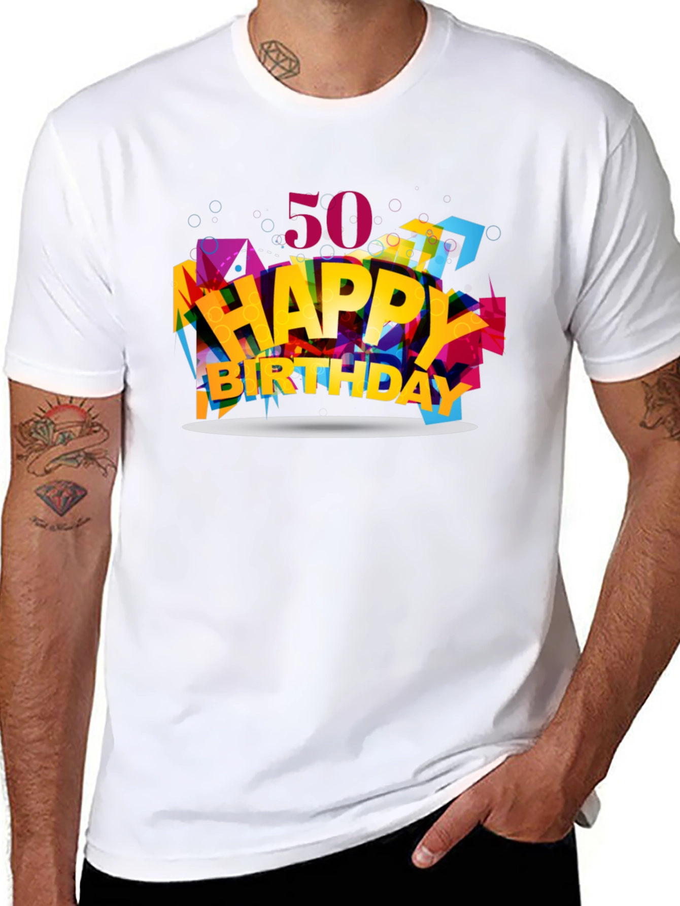 50th Happy Birthday Graphic Tee - Black
