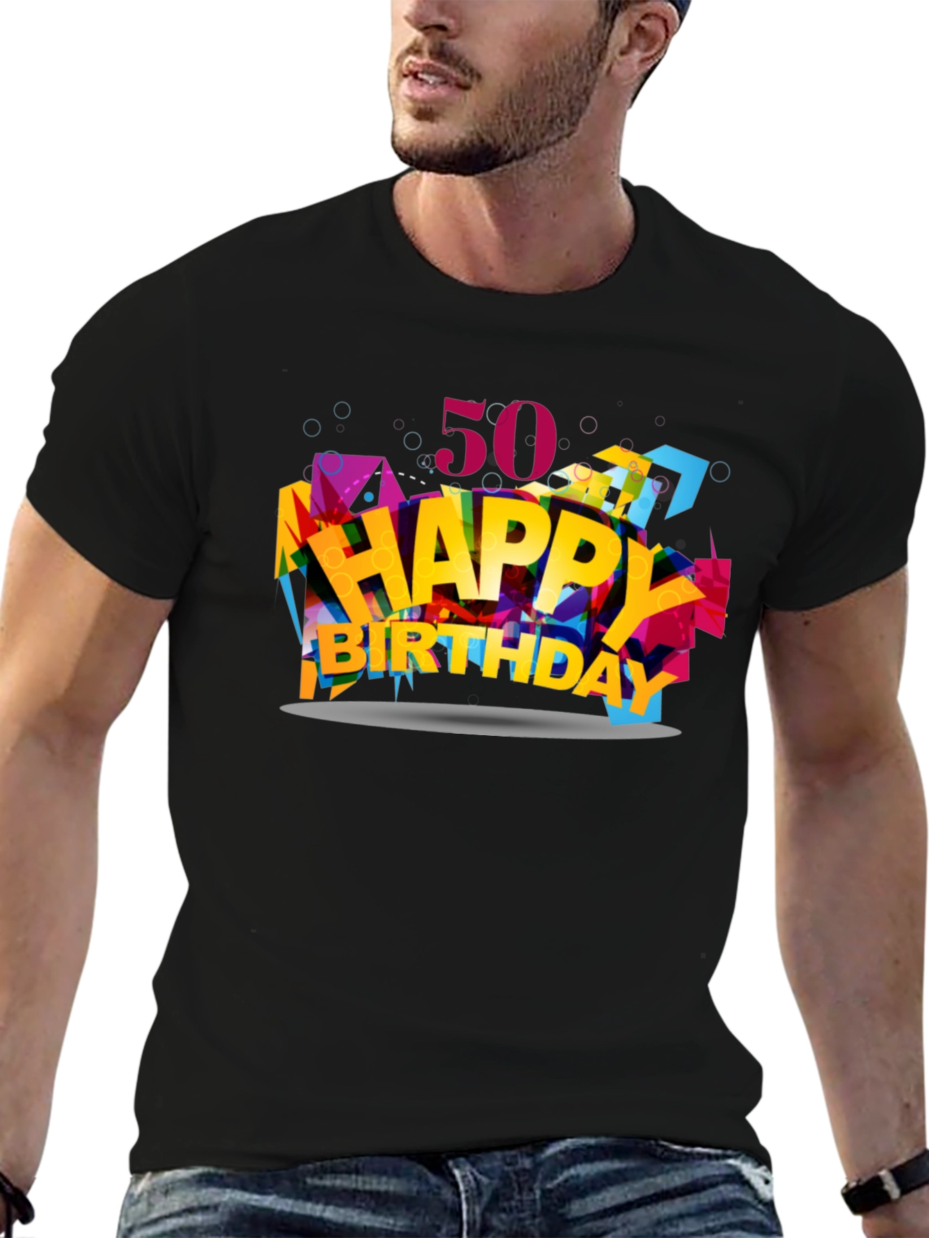 50th Happy Birthday Graphic Tee - Black