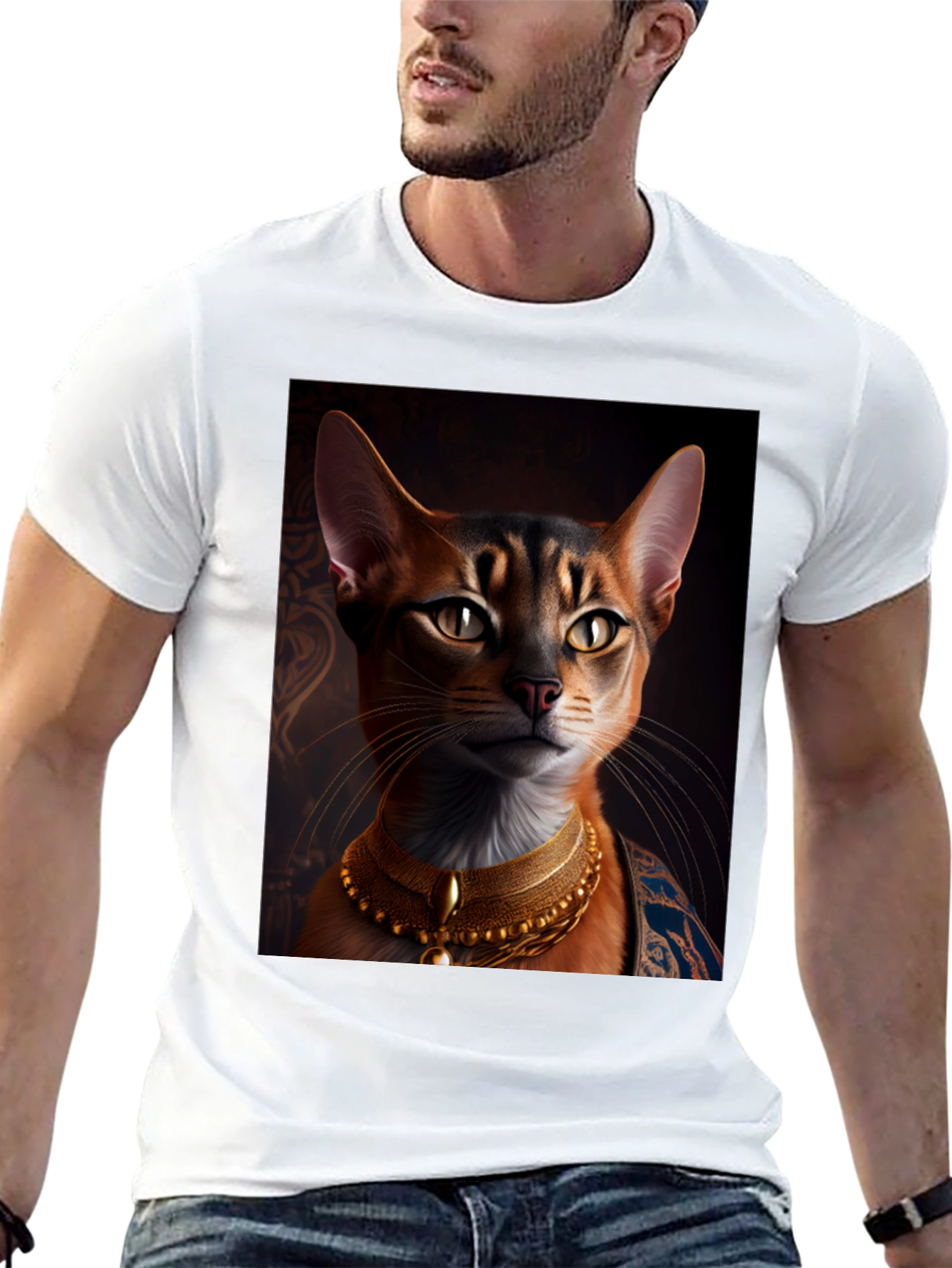 Royal Cat Graphic Tee - Black Cotton T-Shirt