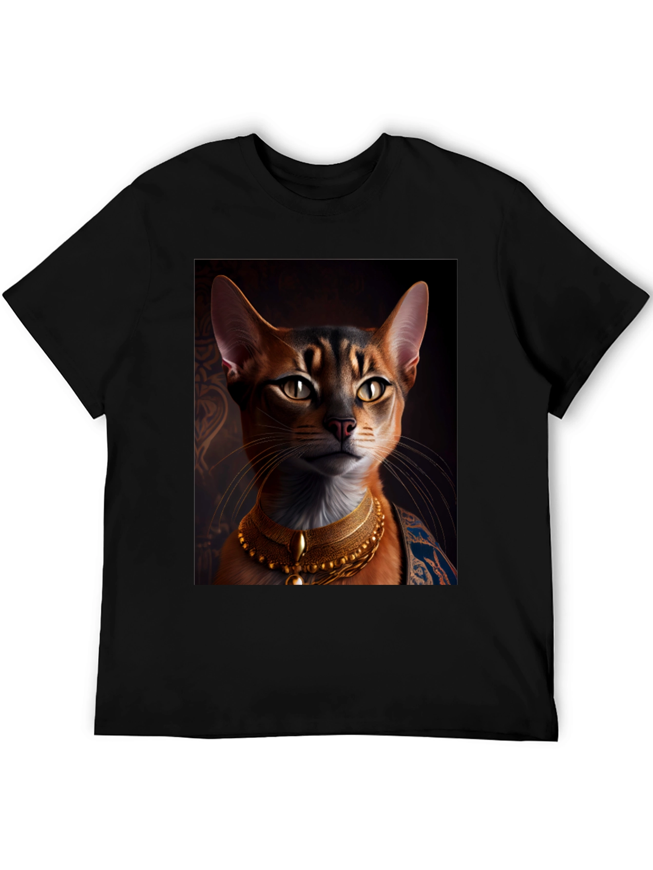 Royal Cat Graphic Tee - Black Cotton T-Shirt