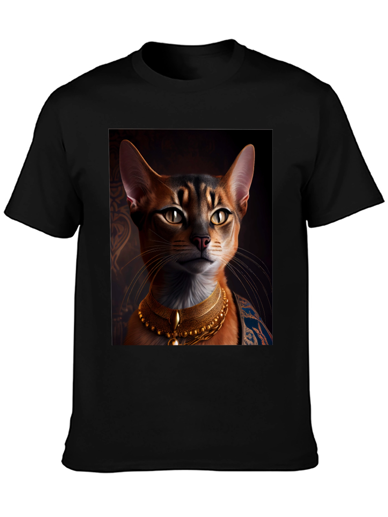 Royal Cat Graphic Tee - Black Cotton T-Shirt