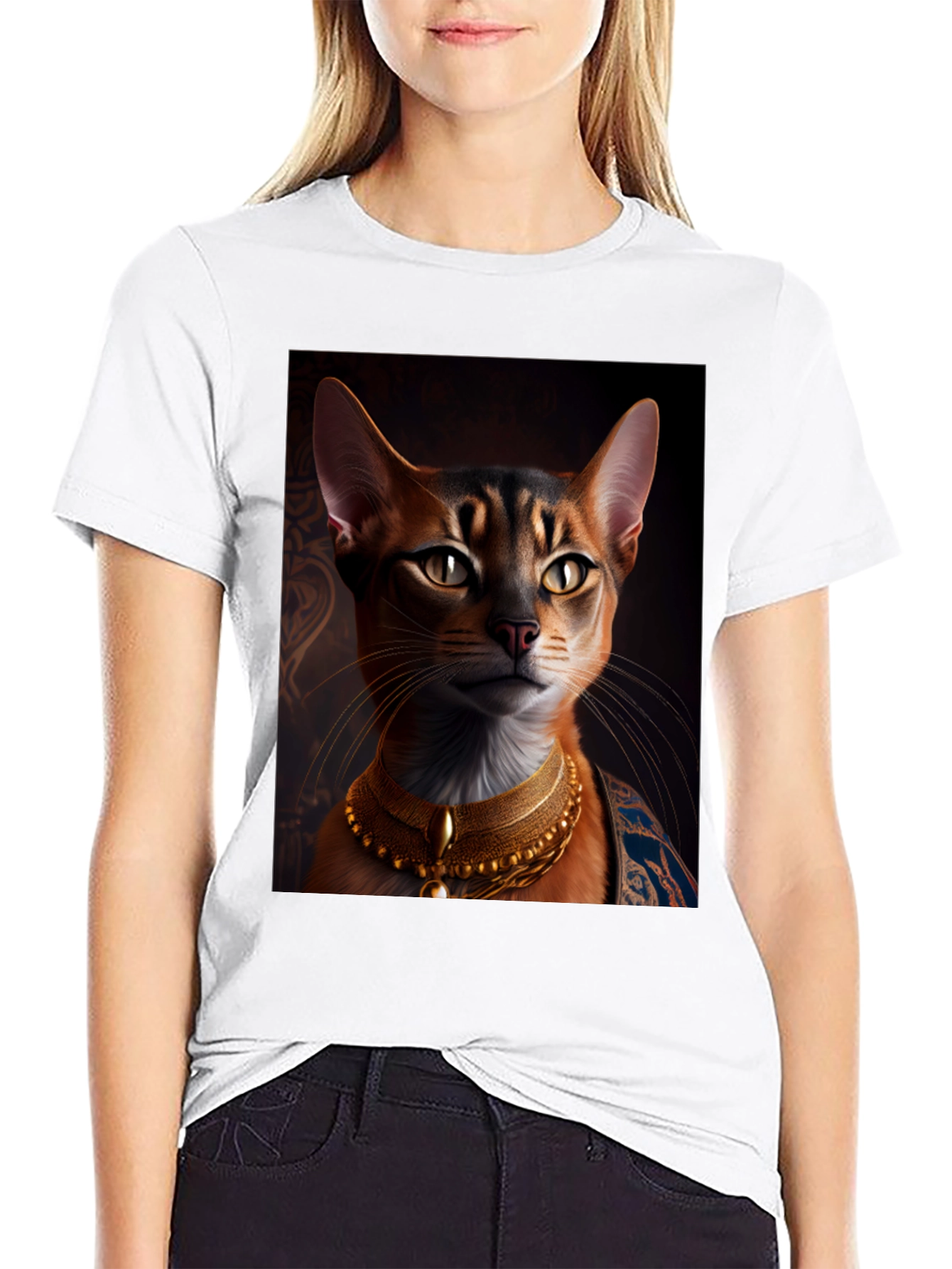 Royal Cat Graphic Tee - Black Cotton T-Shirt