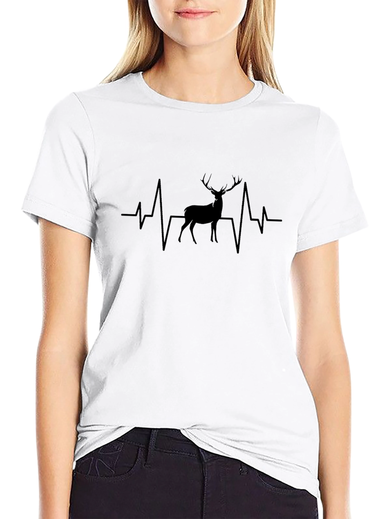 Deer Heartbeat T-Shirt - Black