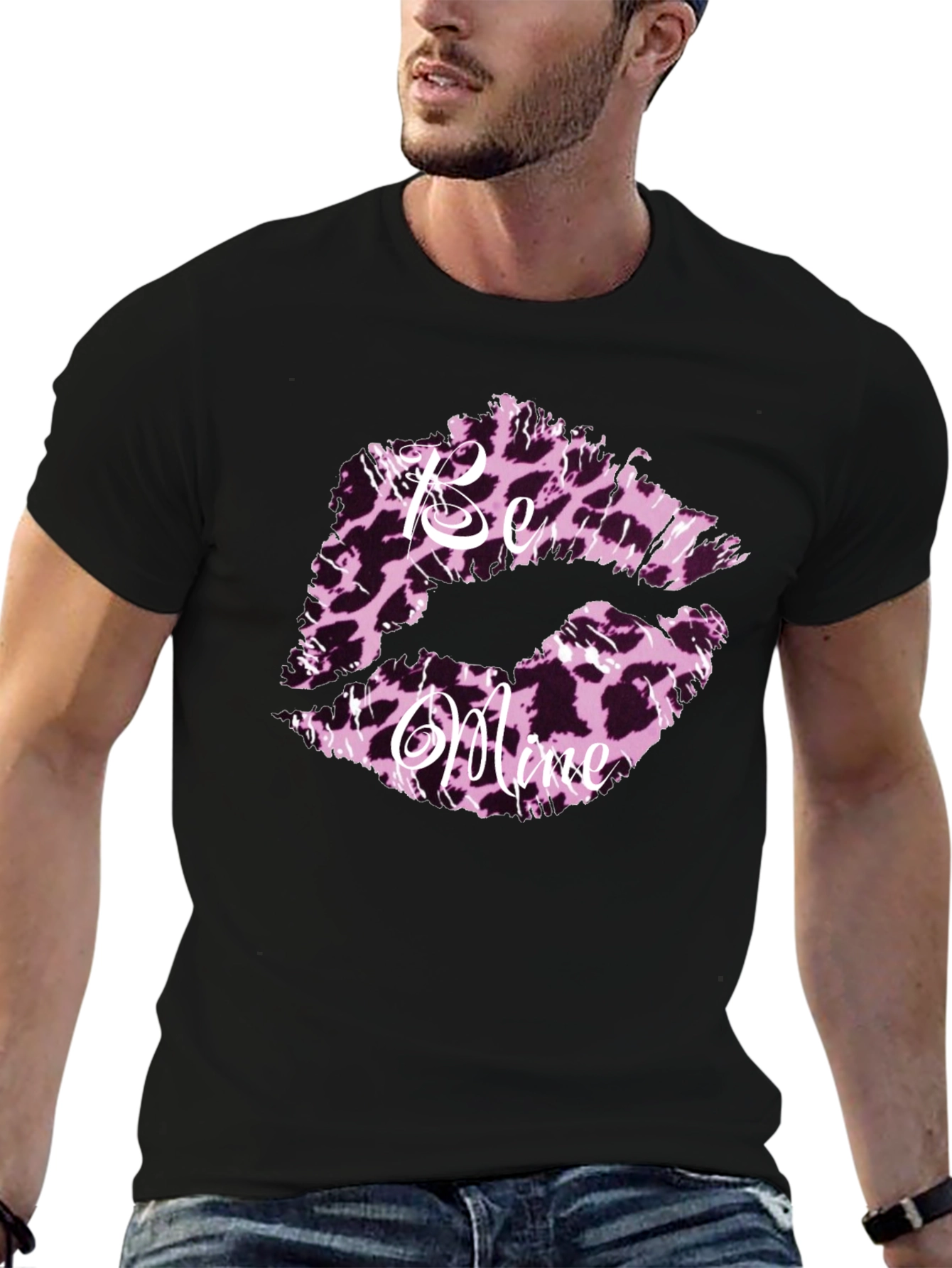 Be Mine Leopard Print Lips Graphic Tee