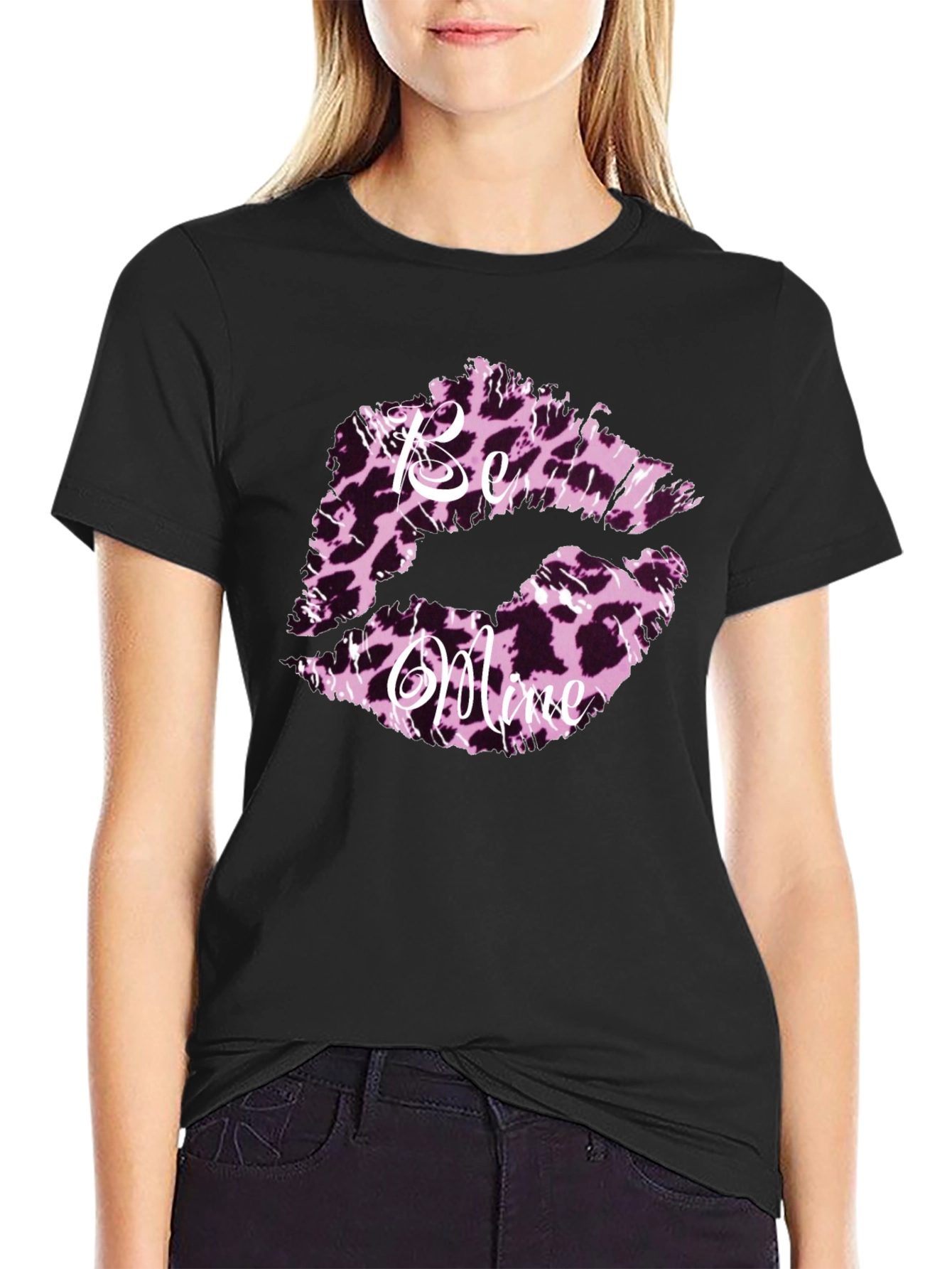 Be Mine Leopard Print Lips Graphic Tee