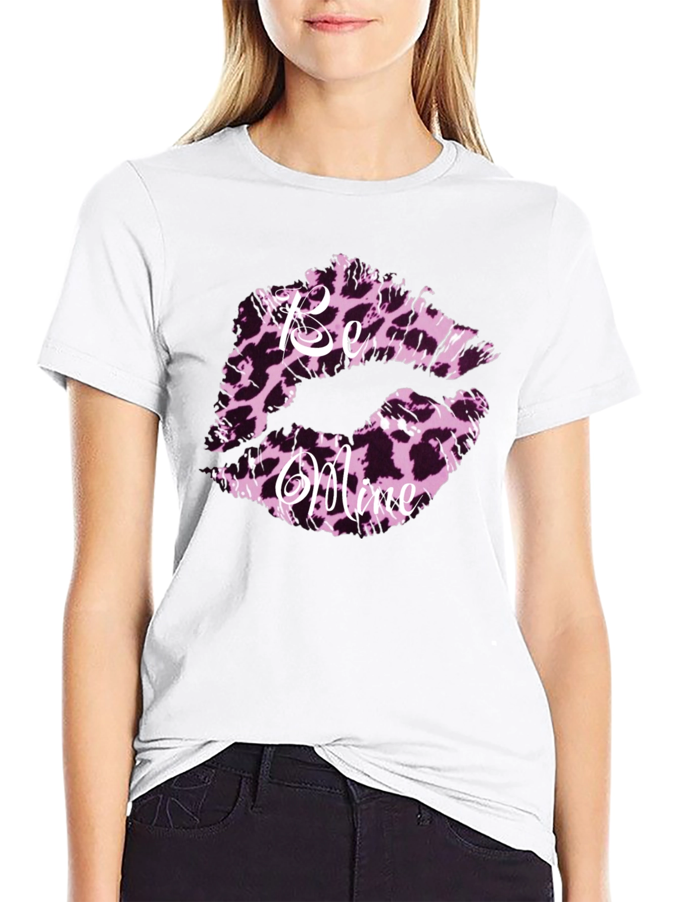 Be Mine Leopard Print Lips Graphic Tee