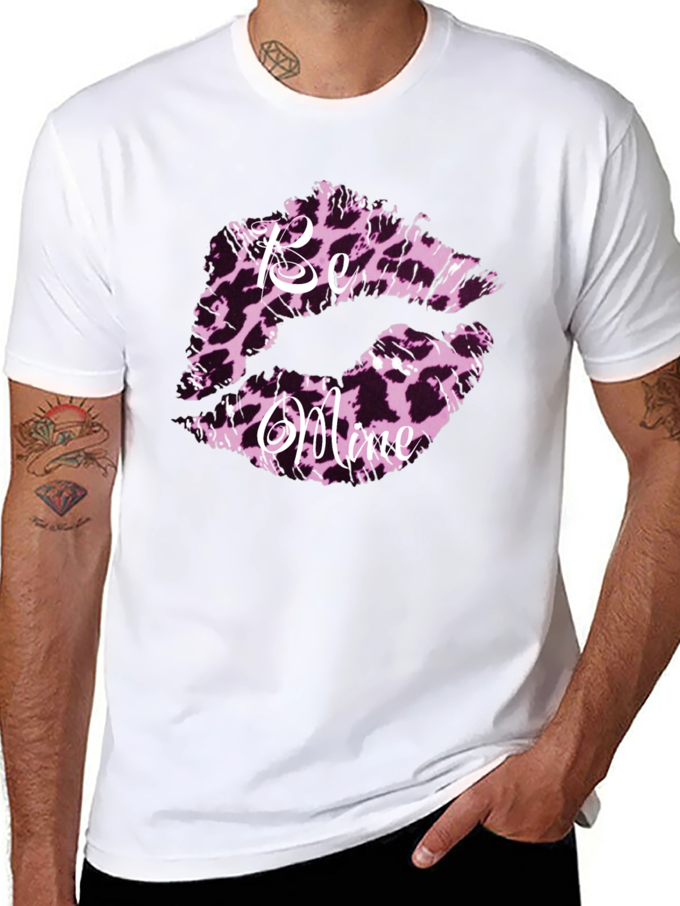Be Mine Leopard Print Lips Graphic Tee