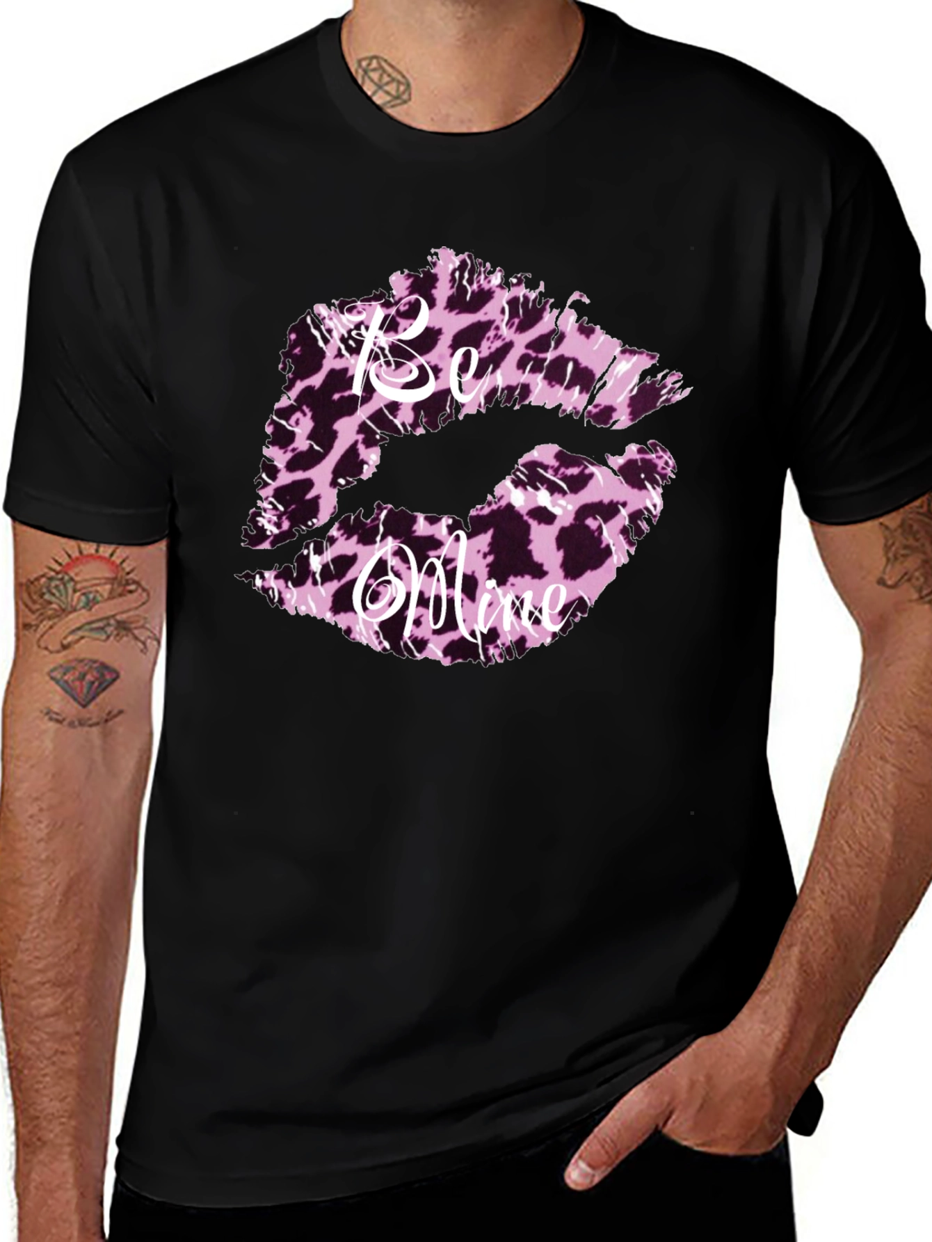 Be Mine Leopard Print Lips Graphic Tee