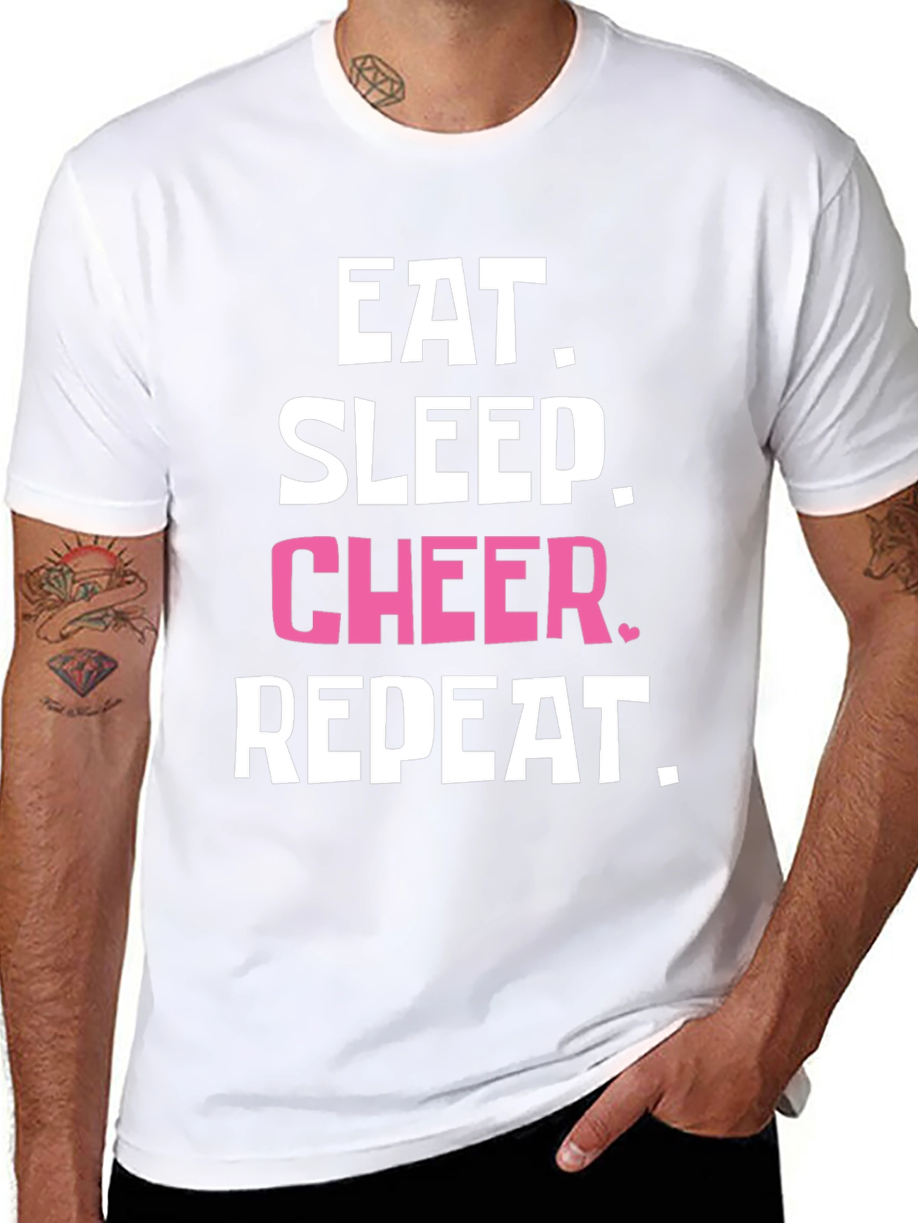 Eat Sleep Cheer Repeat Black T-Shirt