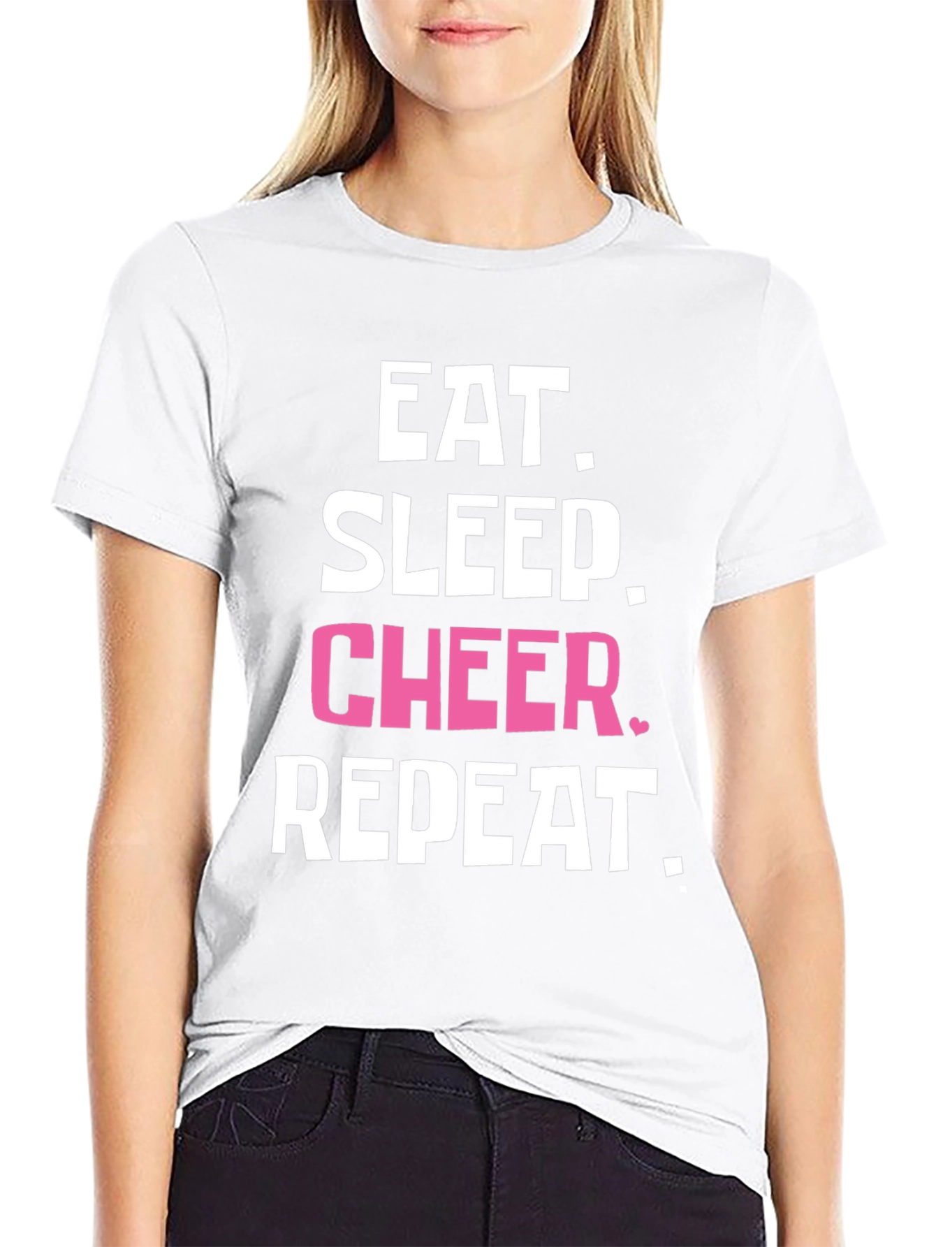 Eat Sleep Cheer Repeat Black T-Shirt