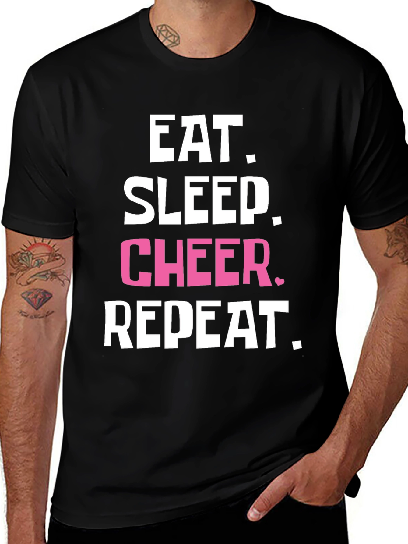 Eat Sleep Cheer Repeat Black T-Shirt