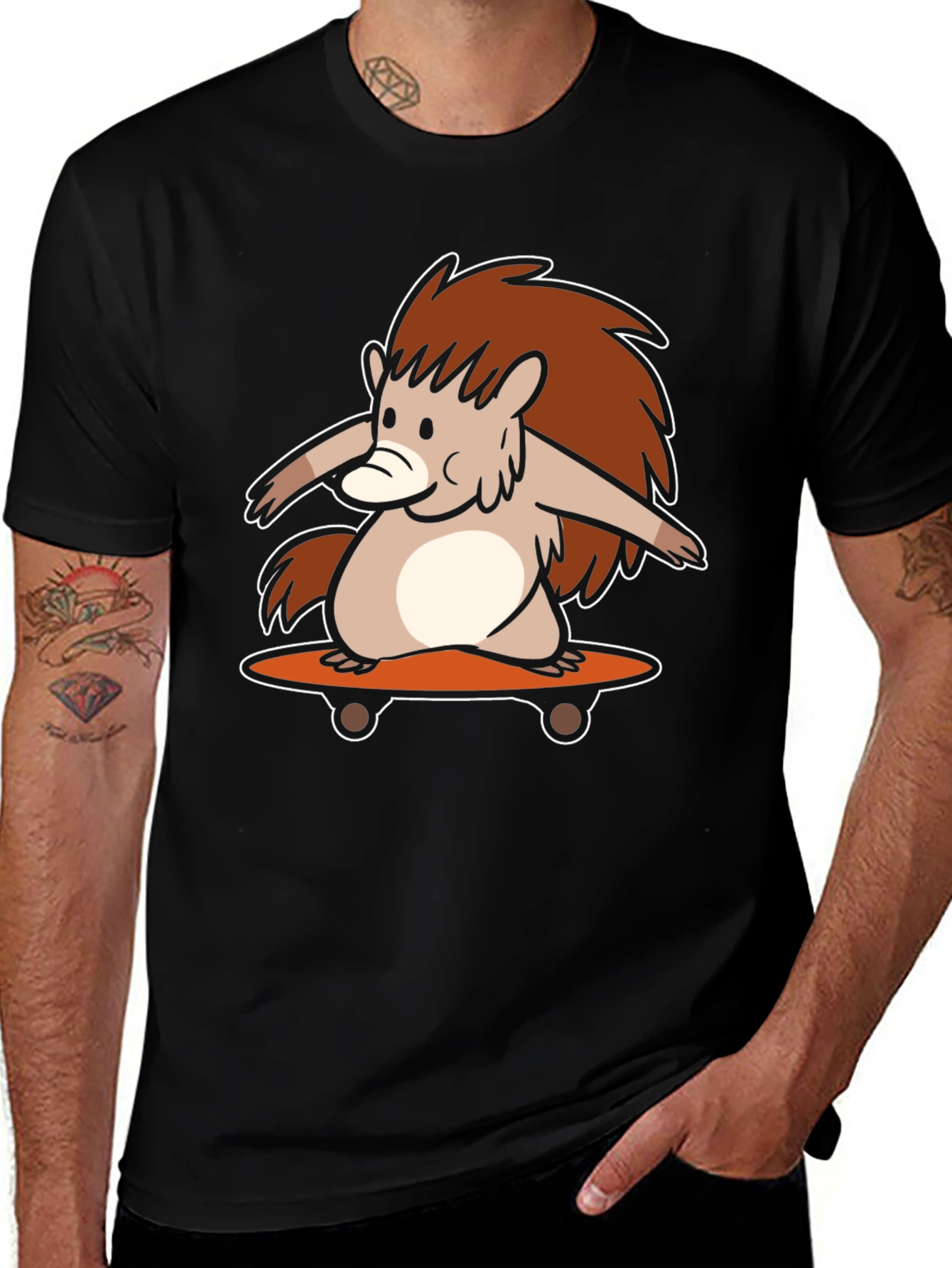 Skateboarding Hedgehog Graphic Tee