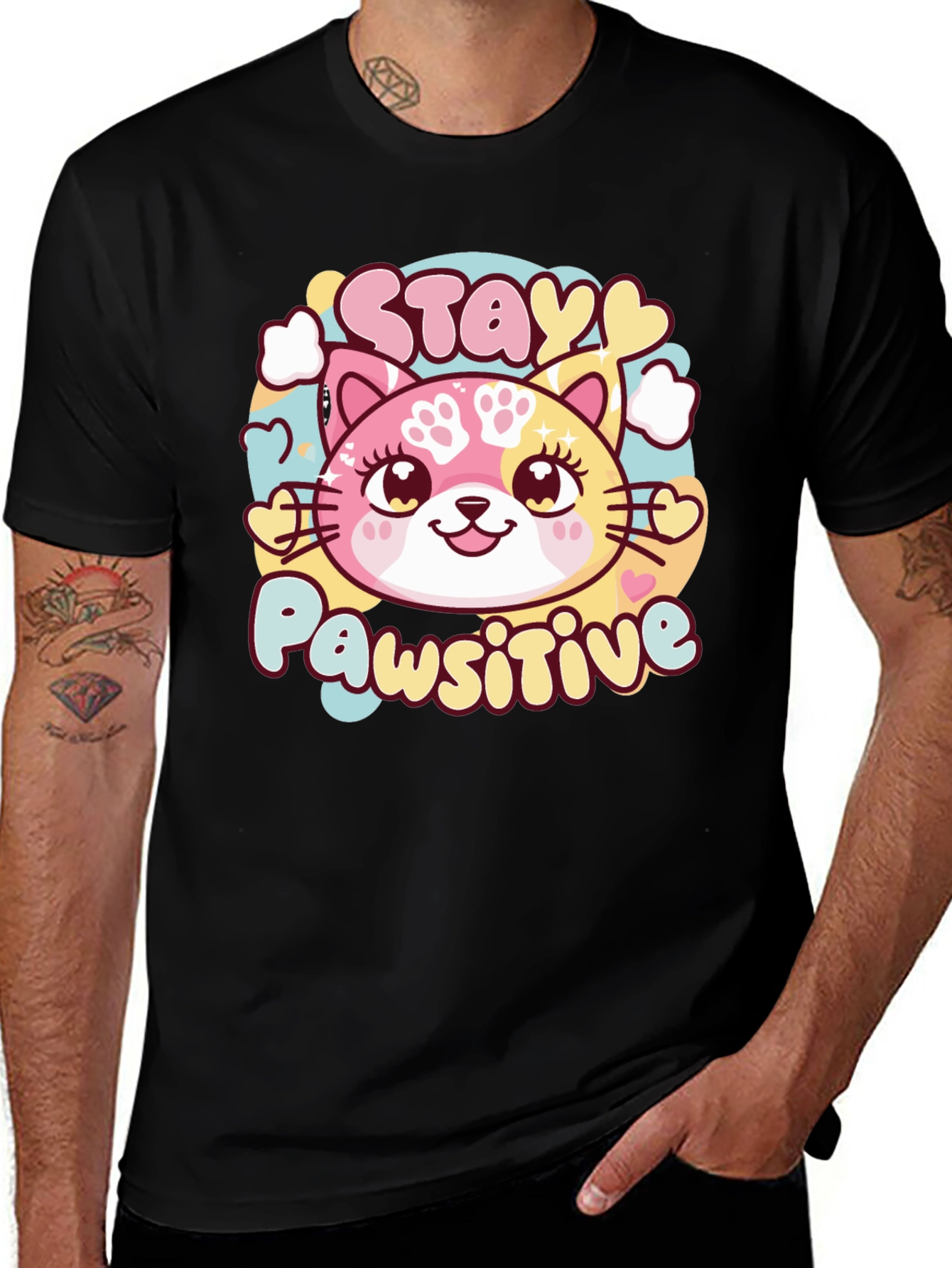 Stay Pawsitive Graphic T-Shirt