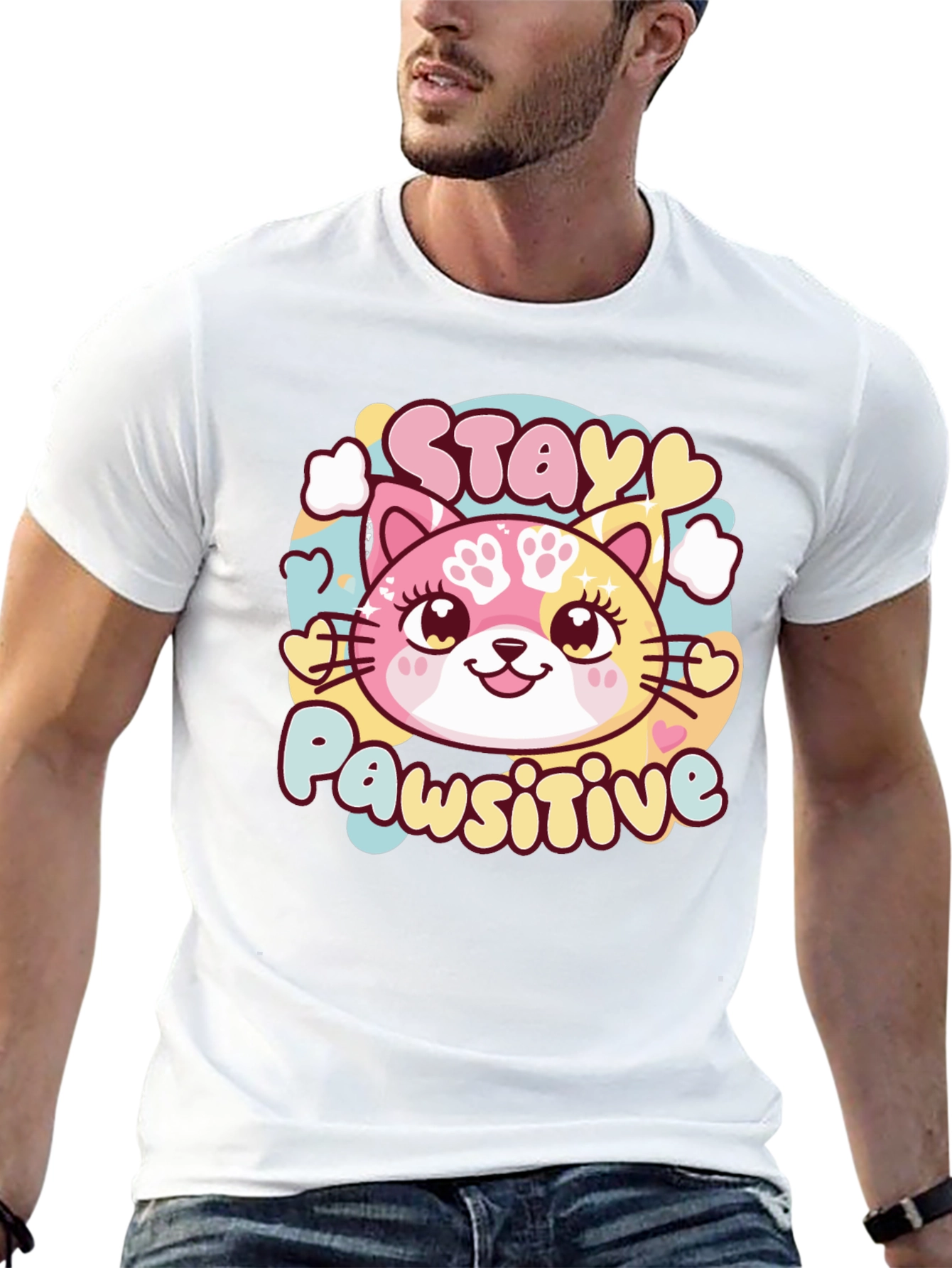 Stay Pawsitive Graphic T-Shirt
