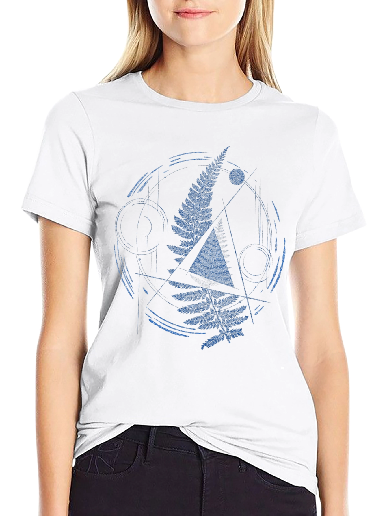 Geometric Fern Graphic Print Mens T-Shirt