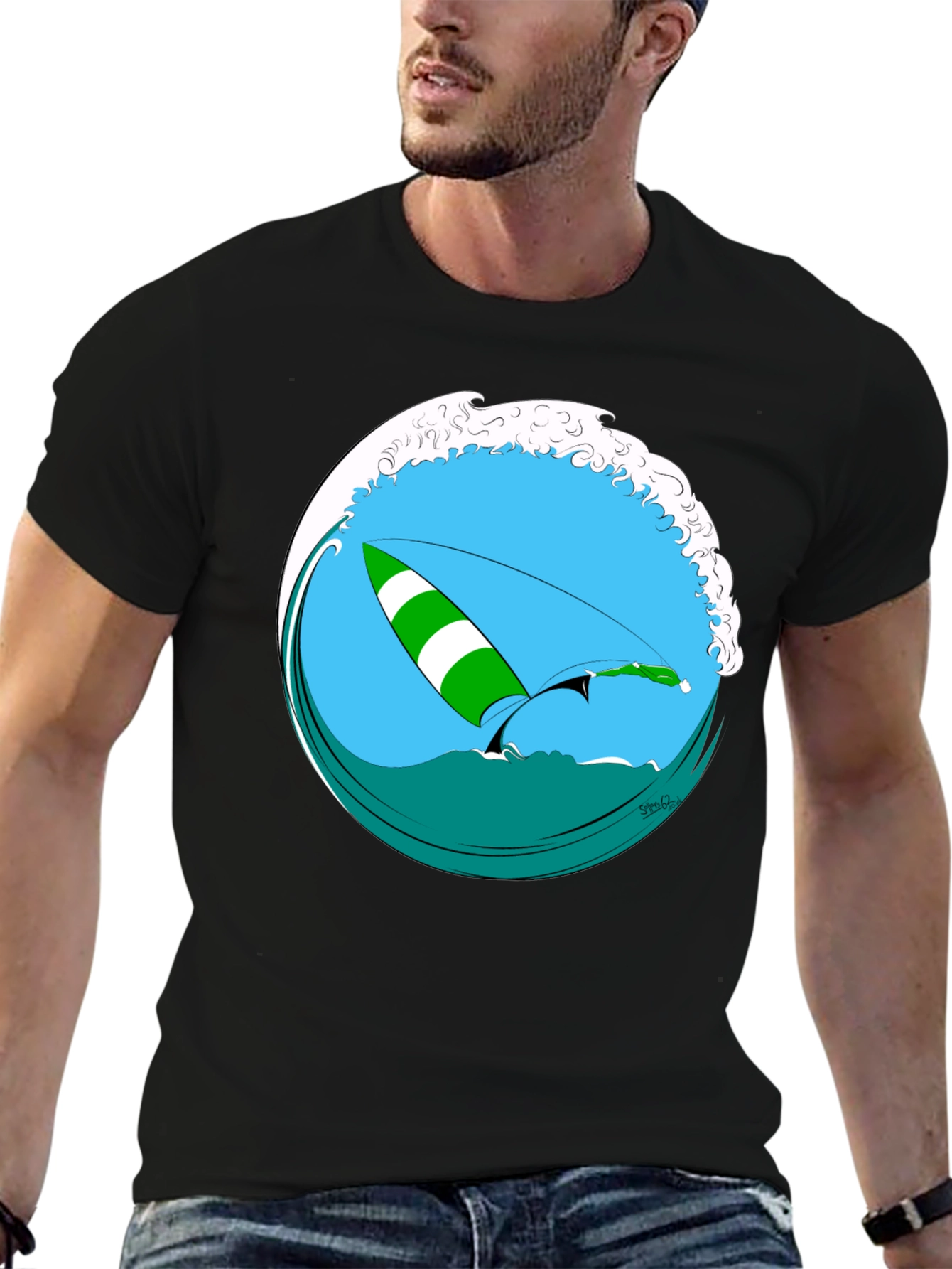 Surfs Up T-Shirt - Black Graphic Tee