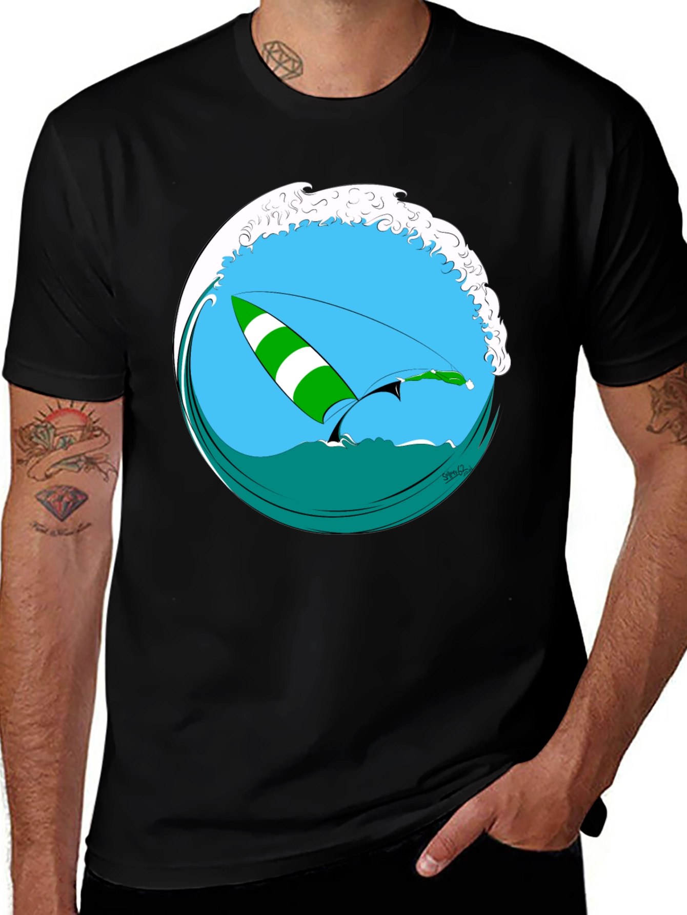 Surfs Up T-Shirt - Black Graphic Tee