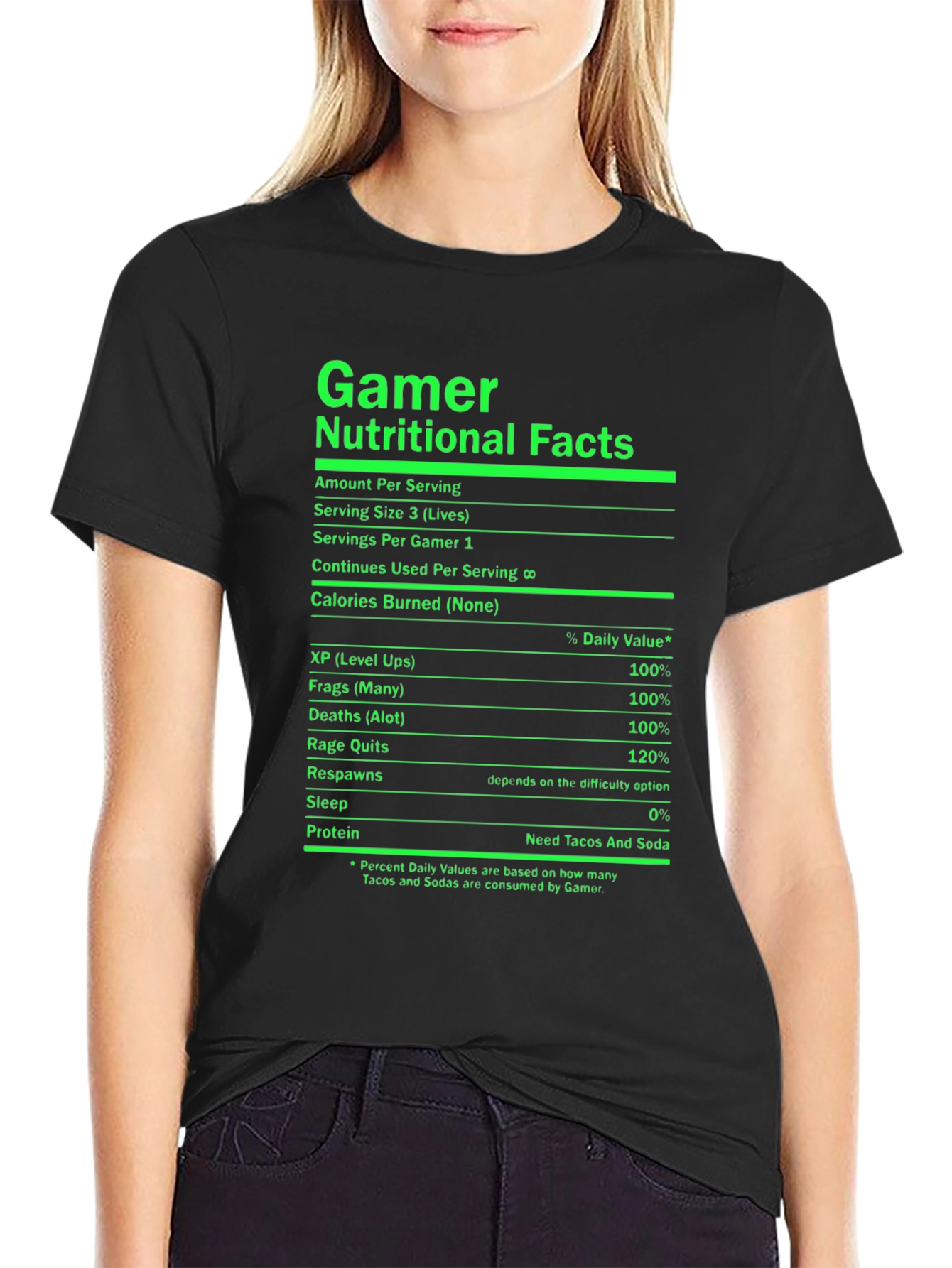 Gamer Nutritional Facts Black T-Shirt